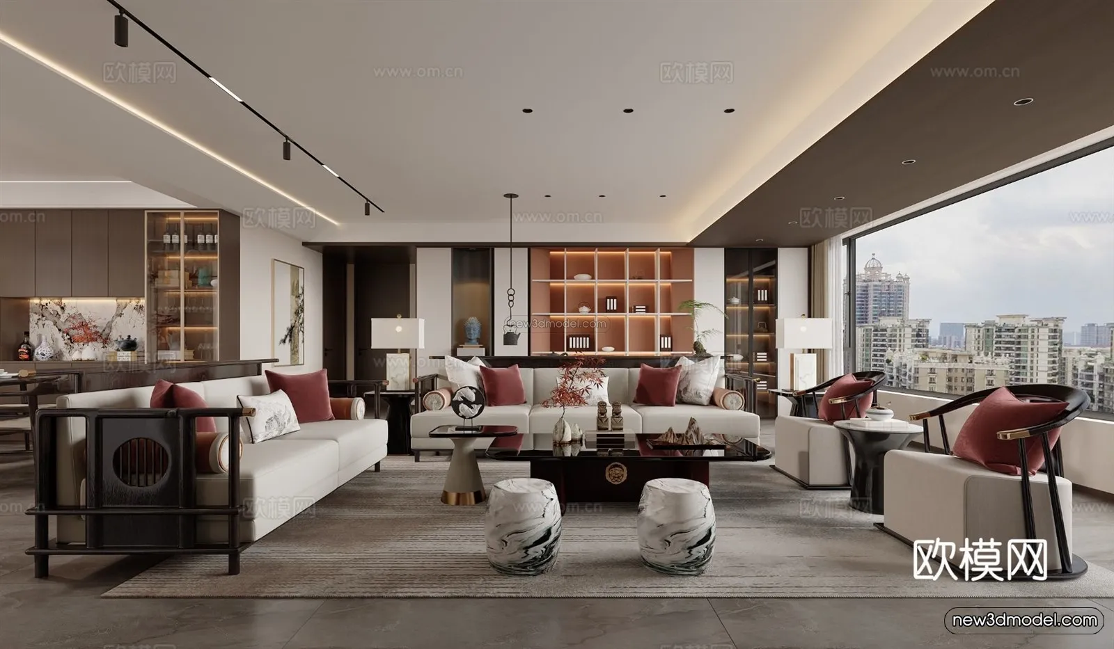 Modern Style Interior 3D Blocks and 3D Models - Living Room 3D Scene - 314