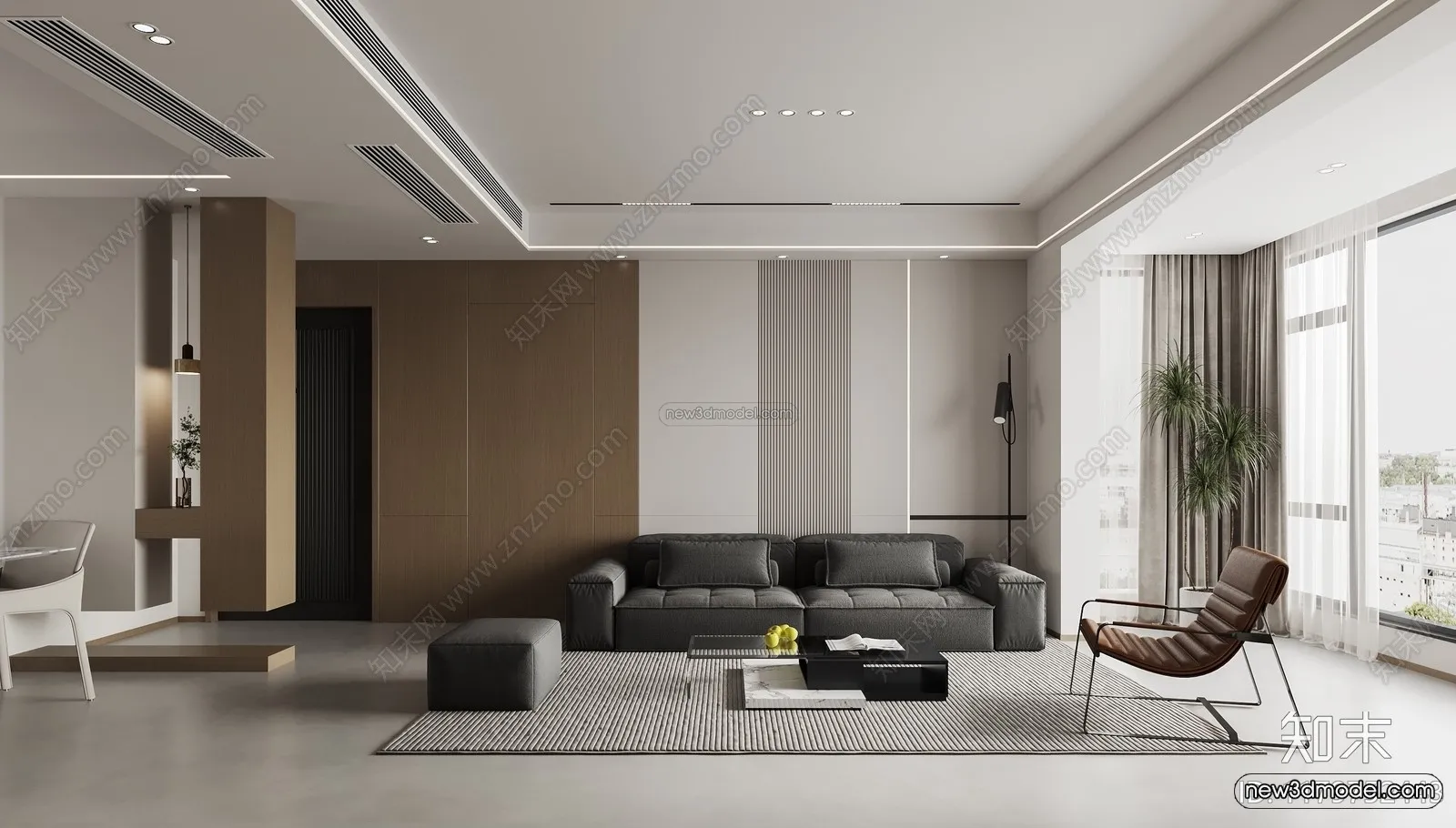 Modern Style Interior 3D Blocks and 3D Models - Living Room 3D Scene - 315