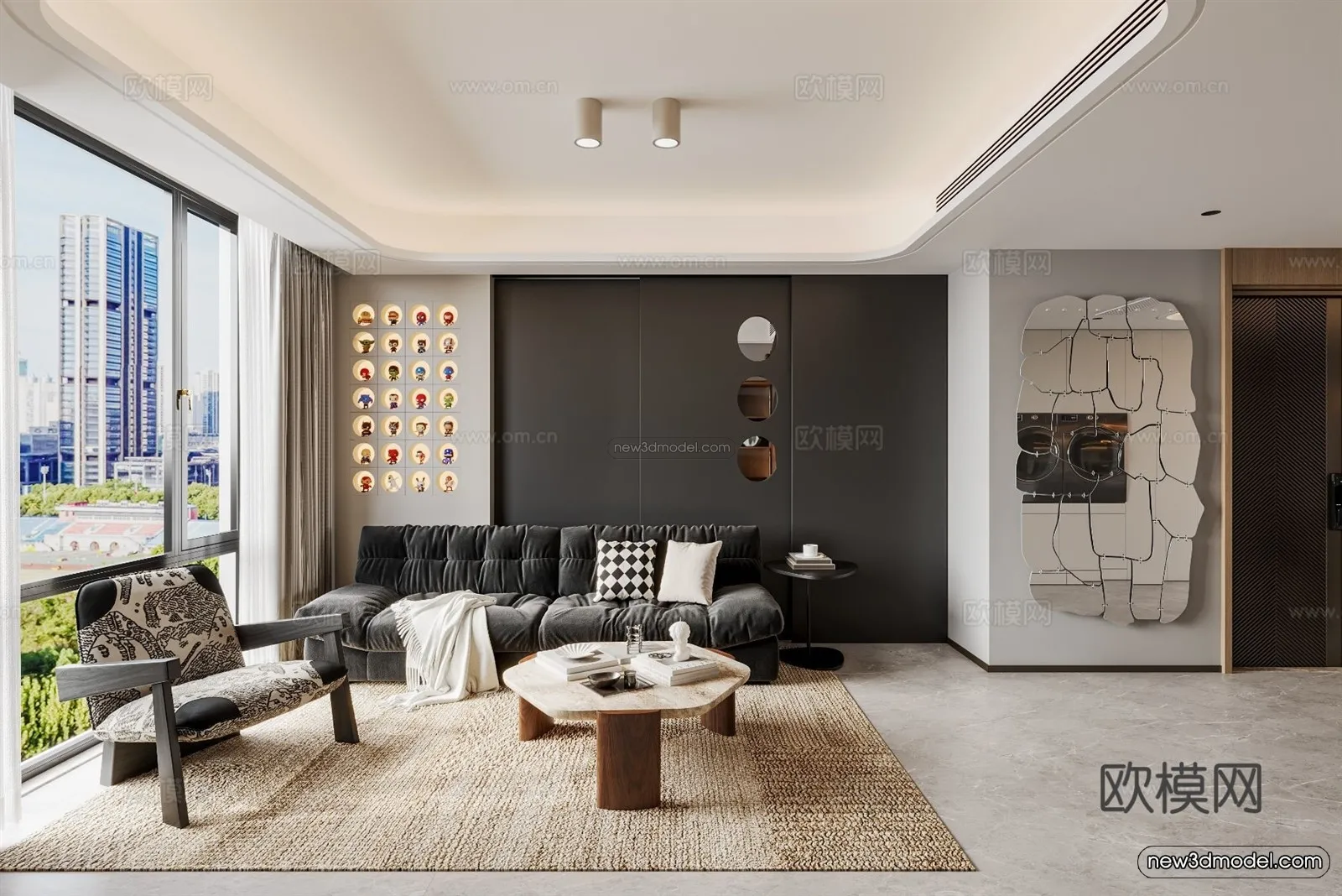 Modern Style Interior 3D Blocks and 3D Models - Living Room 3D Scene - 317