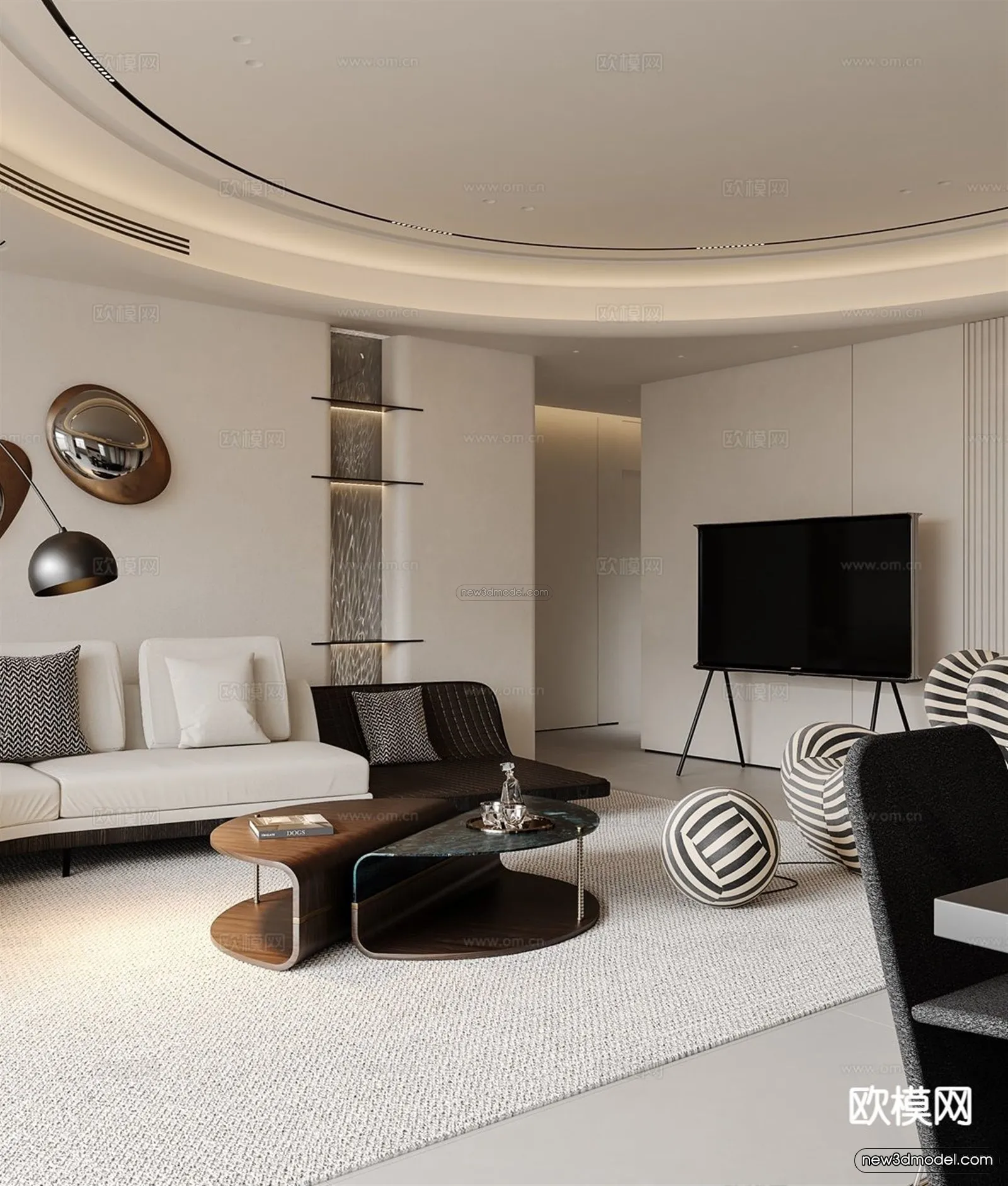 Modern Style Interior 3D Blocks and 3D Models - Living Room 3D Scene - 319