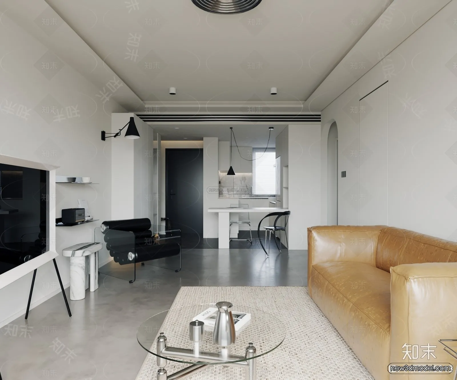 Modern Style Interior 3D Blocks and 3D Models - Living Room 3D Scene - 321