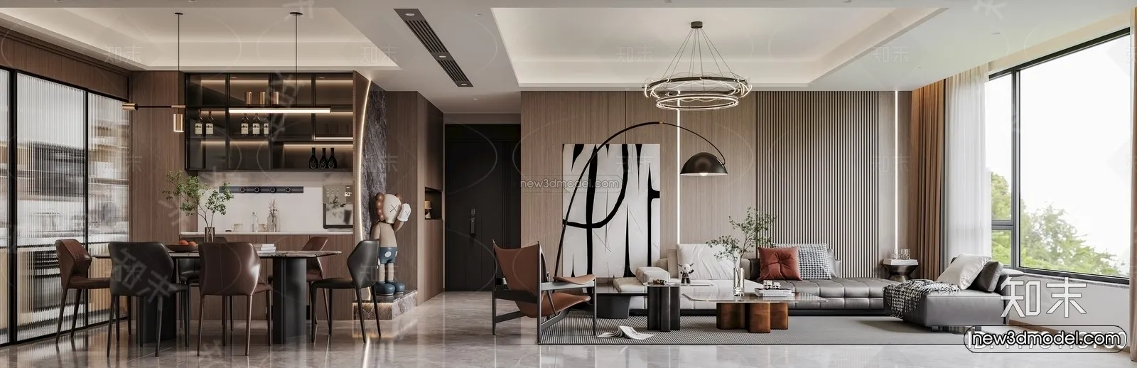 Modern Style Interior 3D Blocks and 3D Models - Living Room 3D Scene - 326