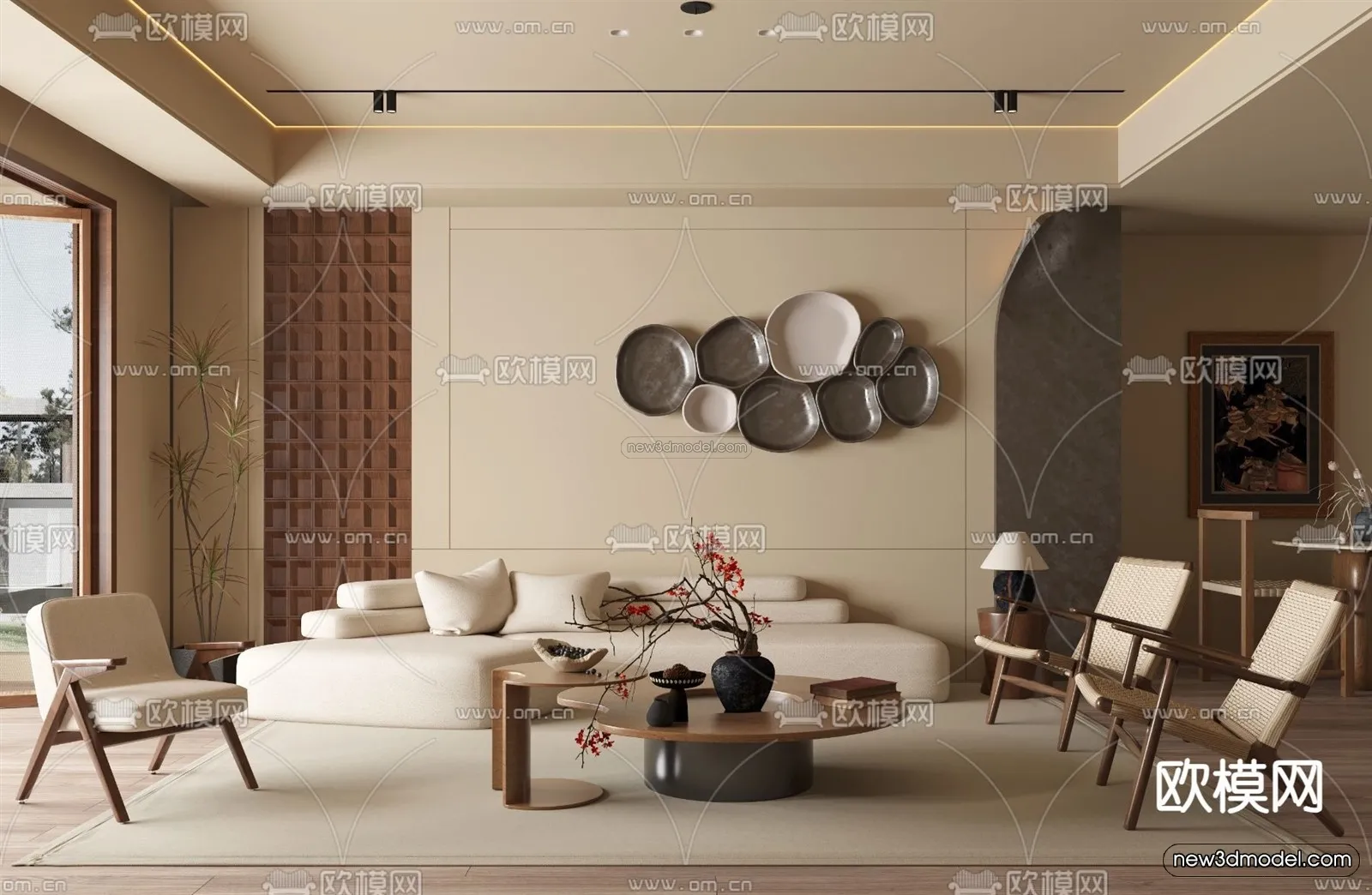 Modern Style Interior 3D Blocks and 3D Models - Living Room 3D Scene - 340