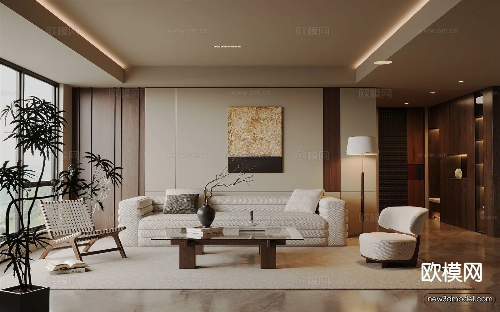 Modern Style Interior 3D Blocks and 3D Models - Living Room 3D Scene - 342