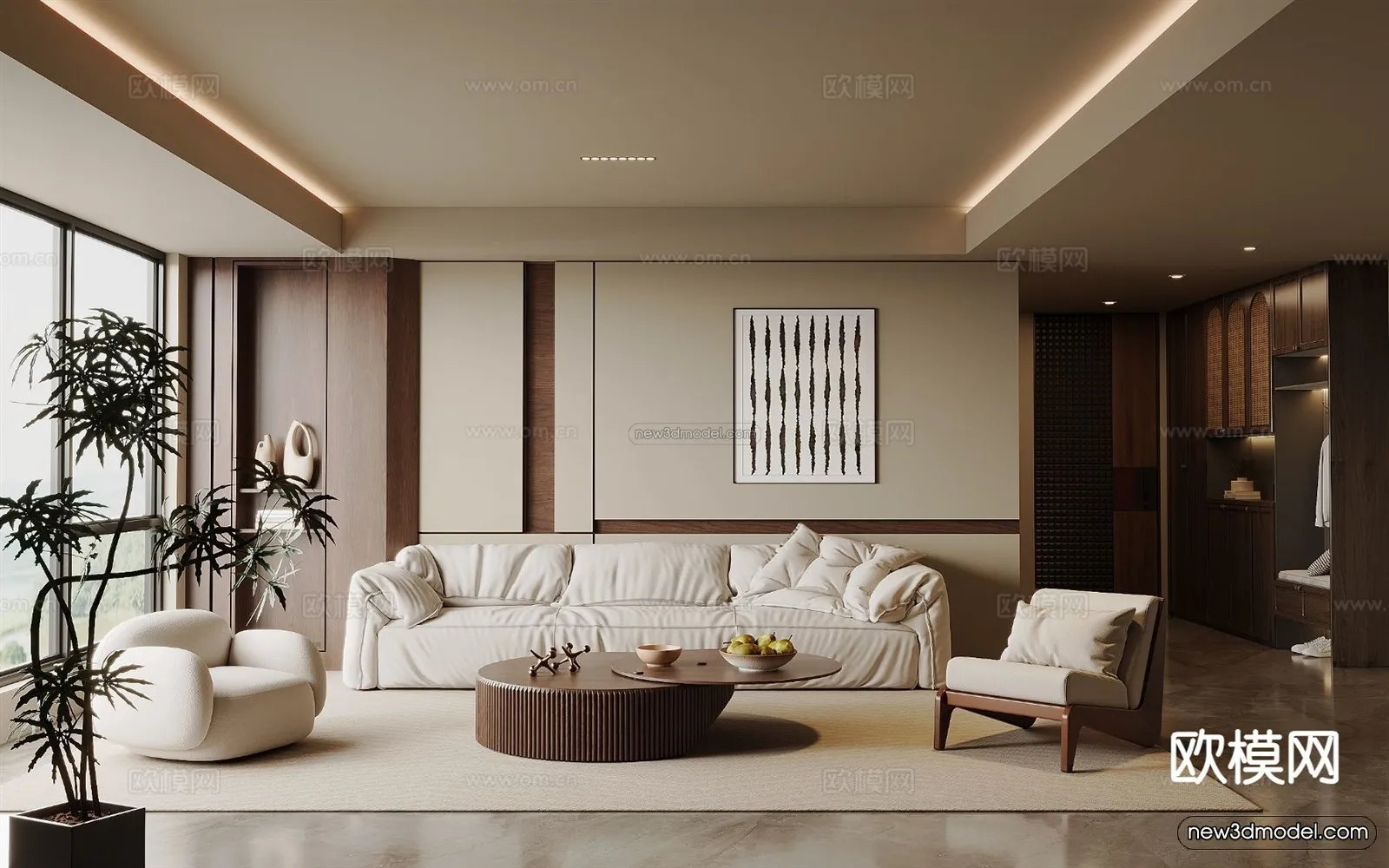 Modern Style Interior 3D Blocks and 3D Models - Living Room 3D Scene - 345