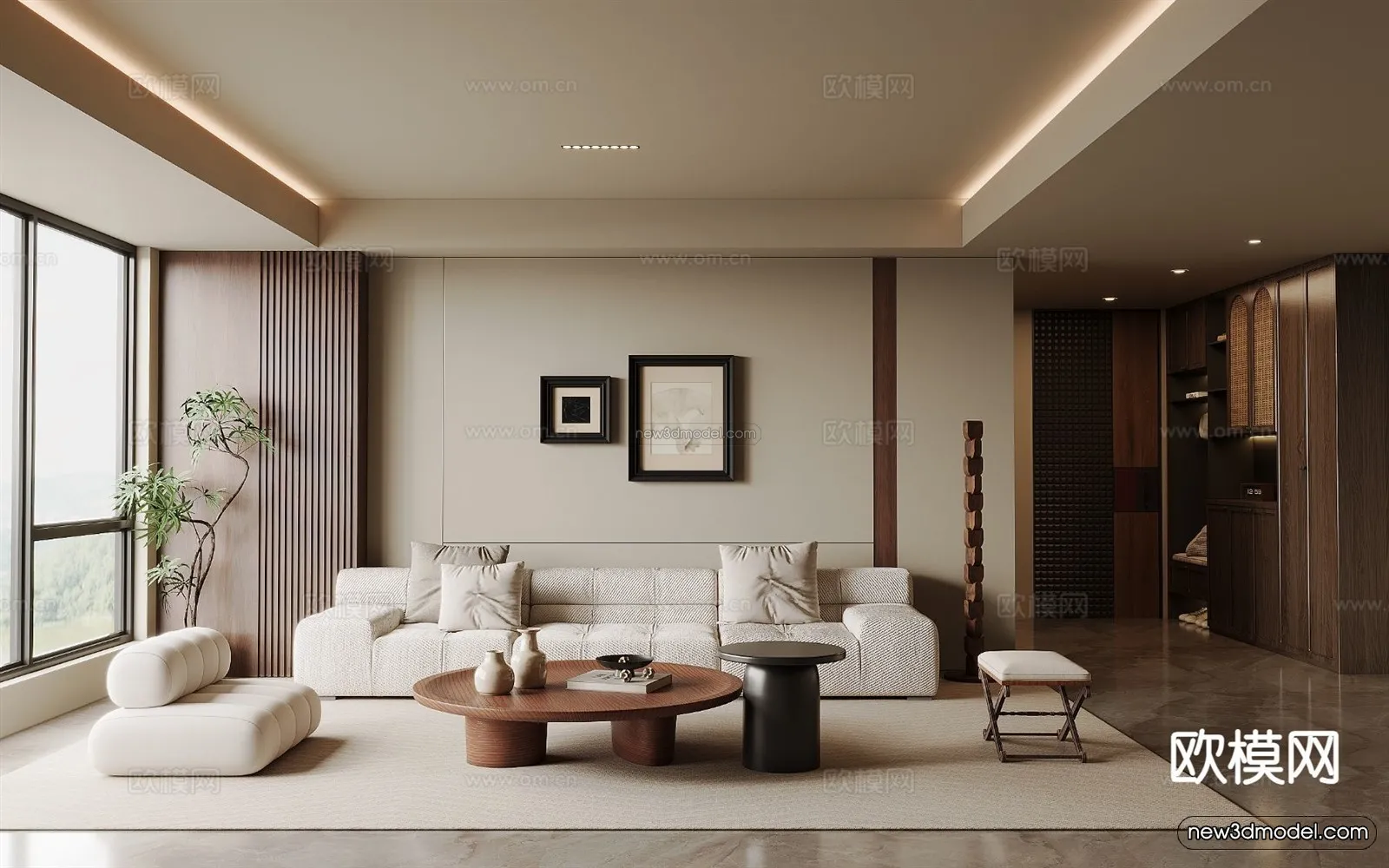 Modern Style Interior 3D Blocks and 3D Models - Living Room 3D Scene - 350