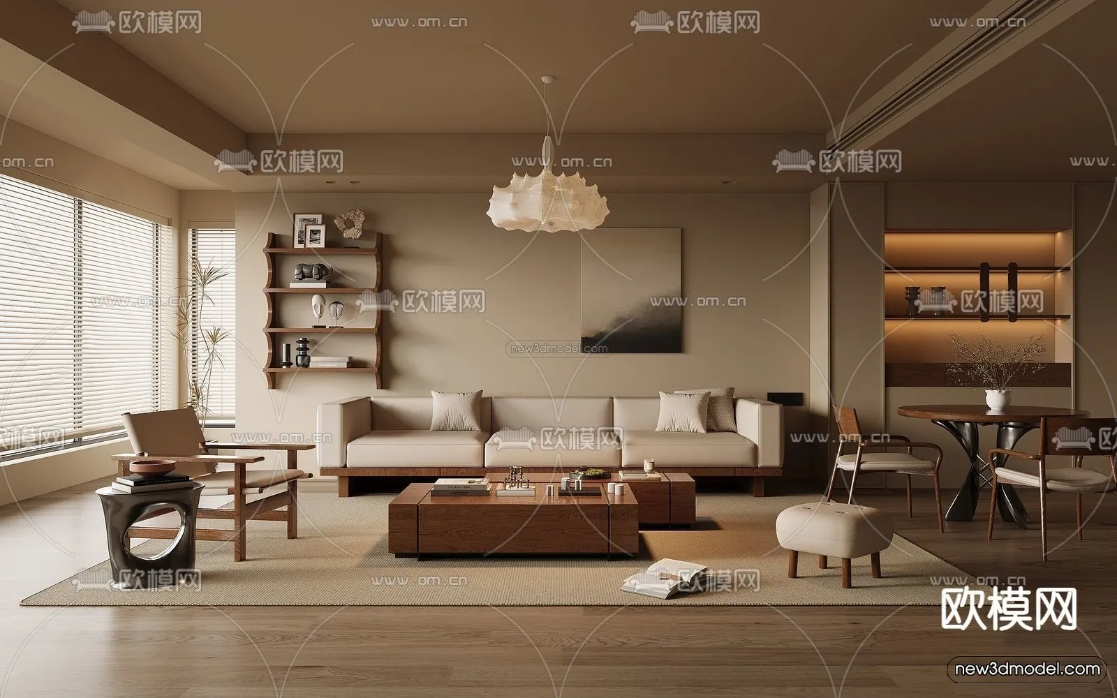 Modern Style Interior 3D Blocks and 3D Models - Living Room 3D Scene - 352