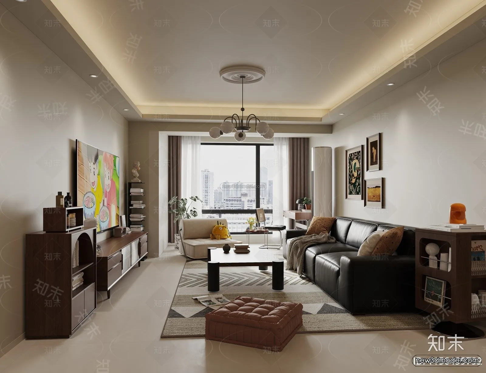 Modern Style Interior 3D Blocks and 3D Models - Living Room 3D Scene - 353