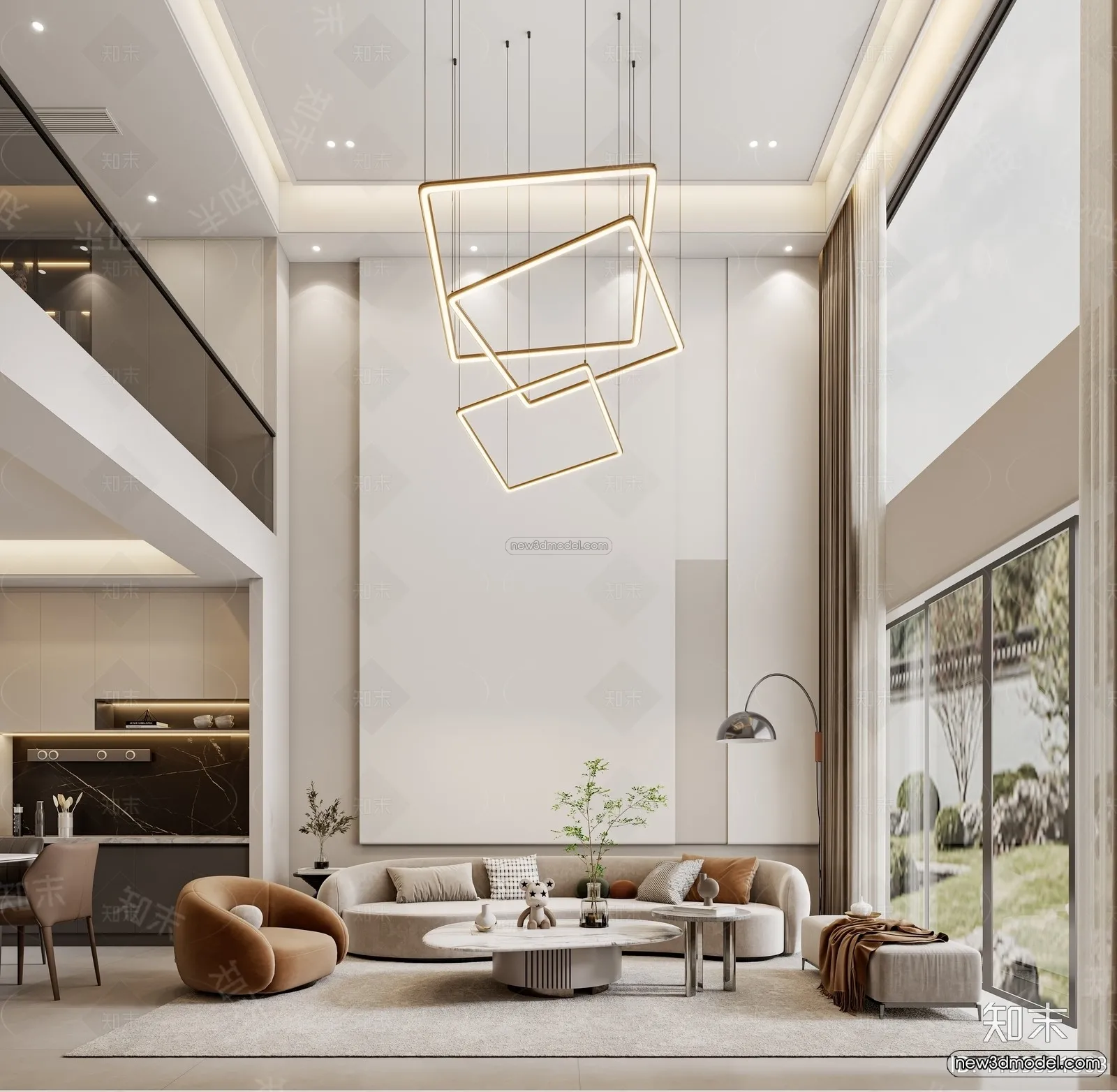 Modern Style Interior 3D Blocks and 3D Models - Living Room 3D Scene - 355