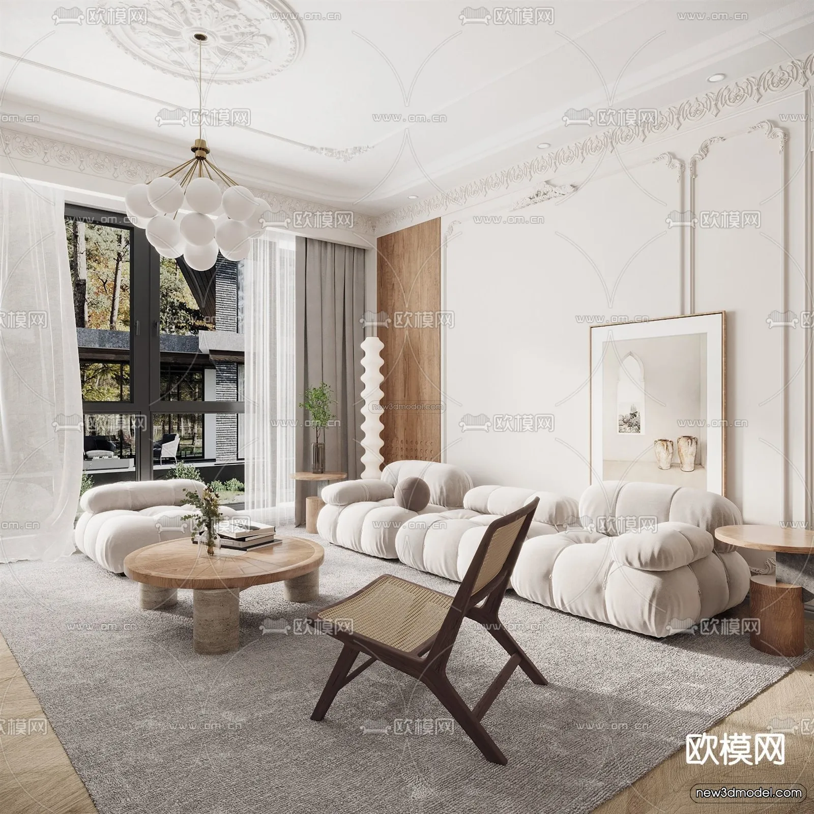 Modern Style Interior 3D Blocks and 3D Models - Living Room 3D Scene - 361