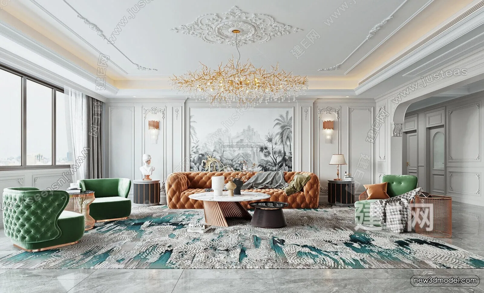 Modern Style Interior 3D Blocks and 3D Models - Living Room 3D Scene - 362