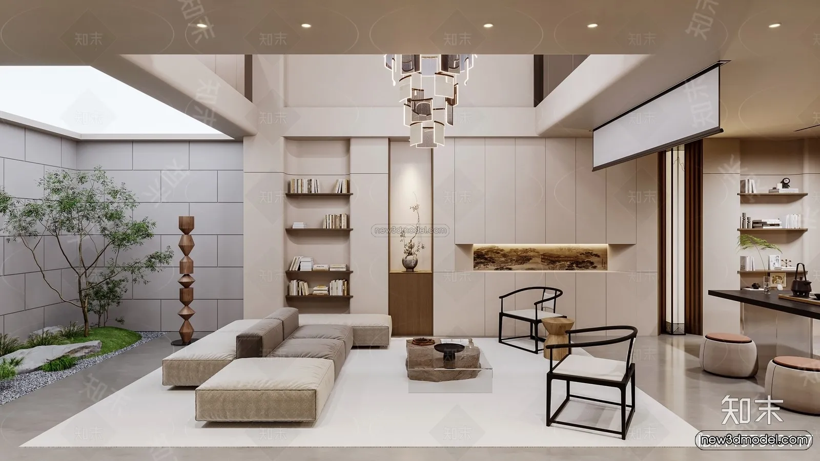 Modern Style Interior 3D Blocks and 3D Models - Living Room 3D Scene - 365