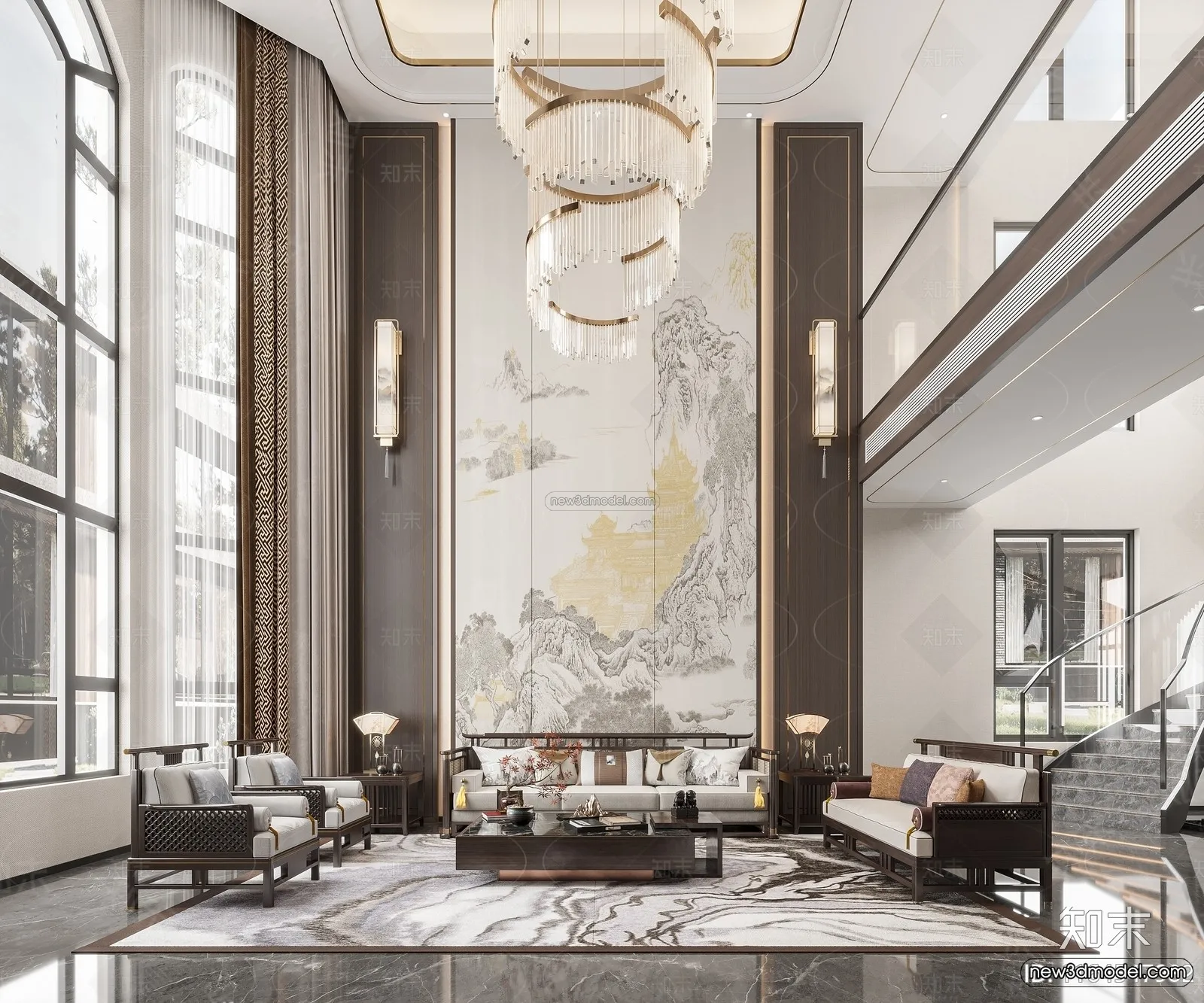 Modern Style Interior 3D Blocks and 3D Models - Living Room 3D Scene - 366