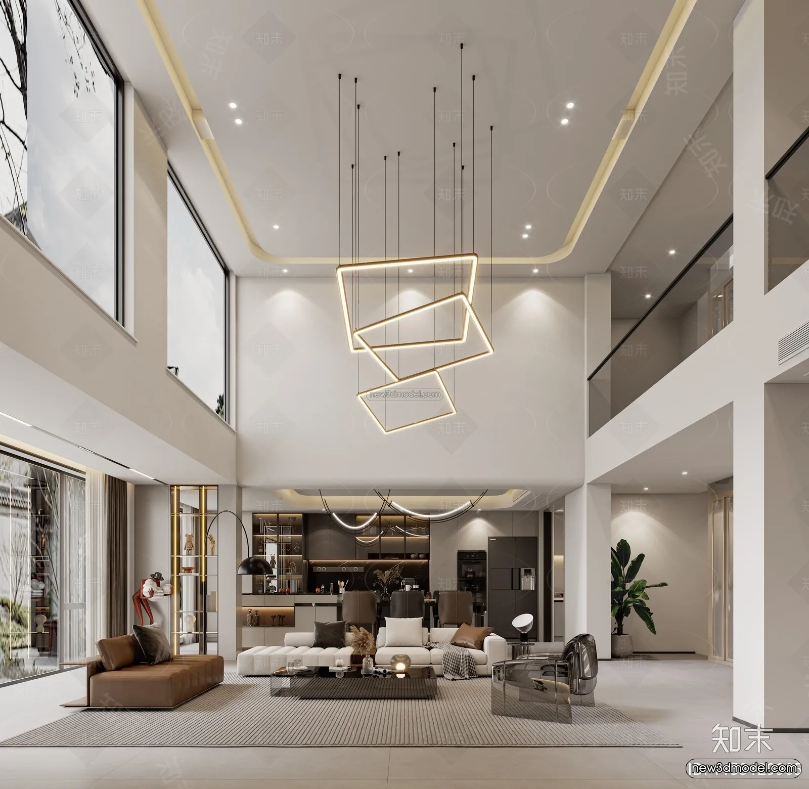 Modern Style Interior 3D Blocks and 3D Models - Living Room 3D Scene - 367