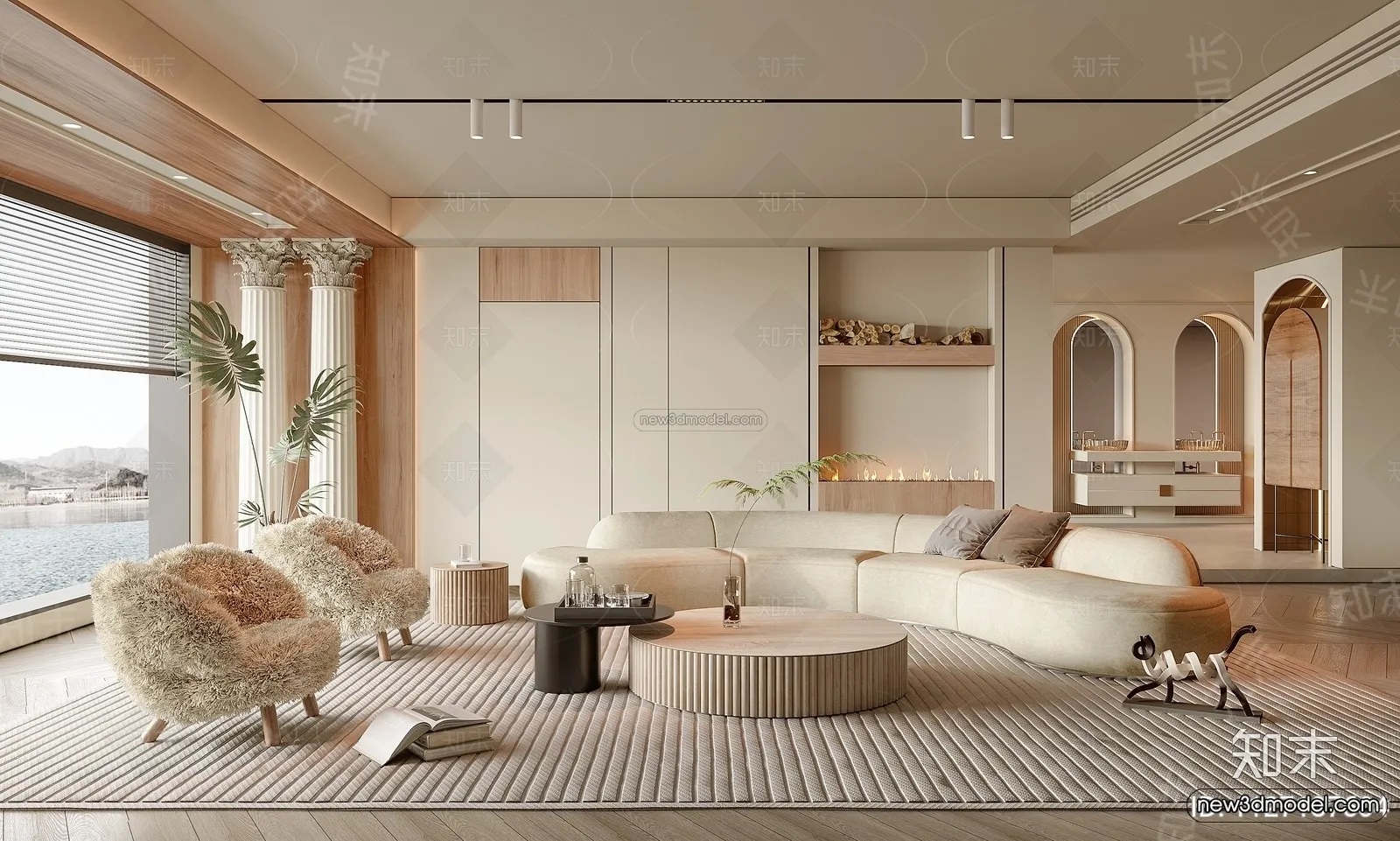 Modern Style Interior 3D Blocks and 3D Models - Living Room 3D Scene - 369