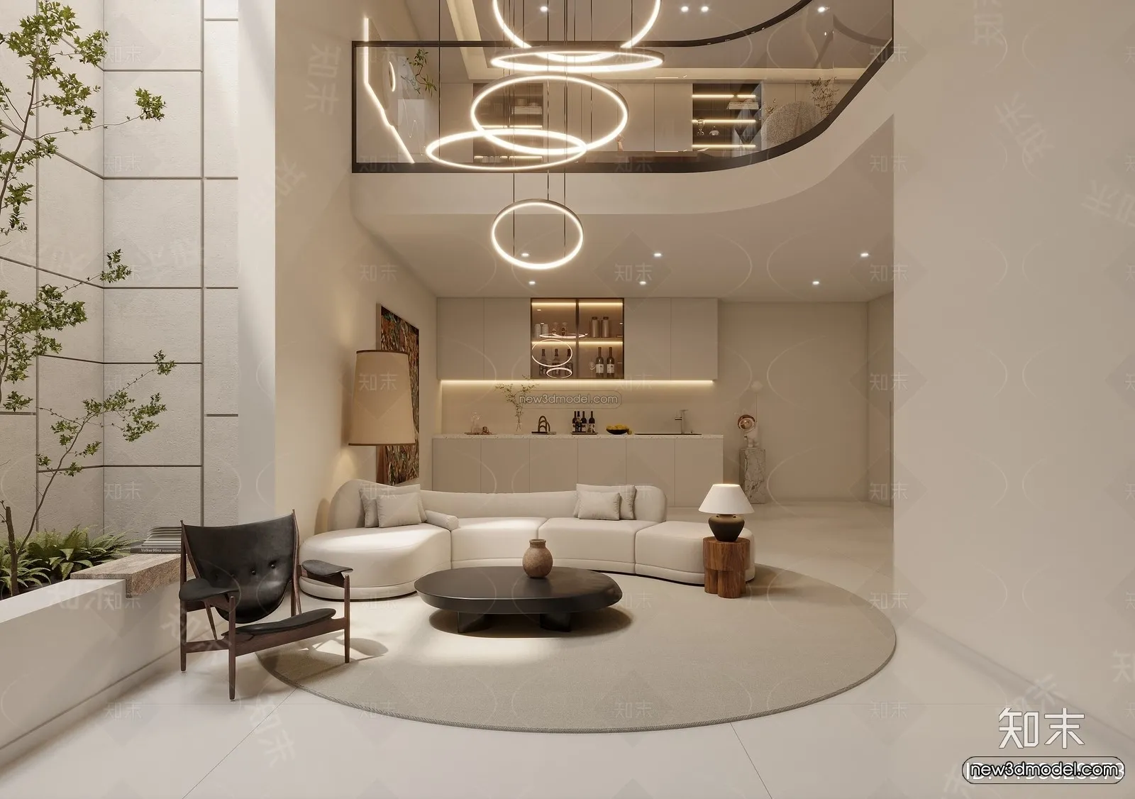 Modern Style Interior 3D Blocks and 3D Models - Living Room 3D Scene - 373