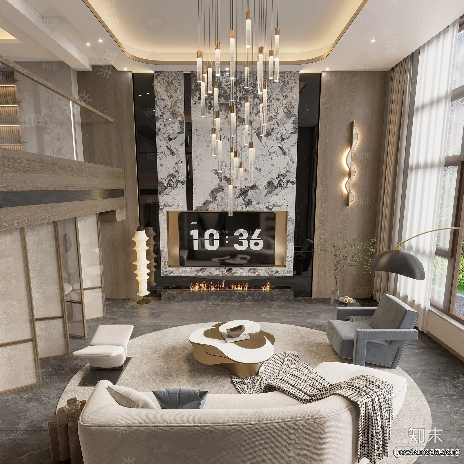 Modern Style Interior 3D Blocks and 3D Models - Living Room 3D Scene - 374