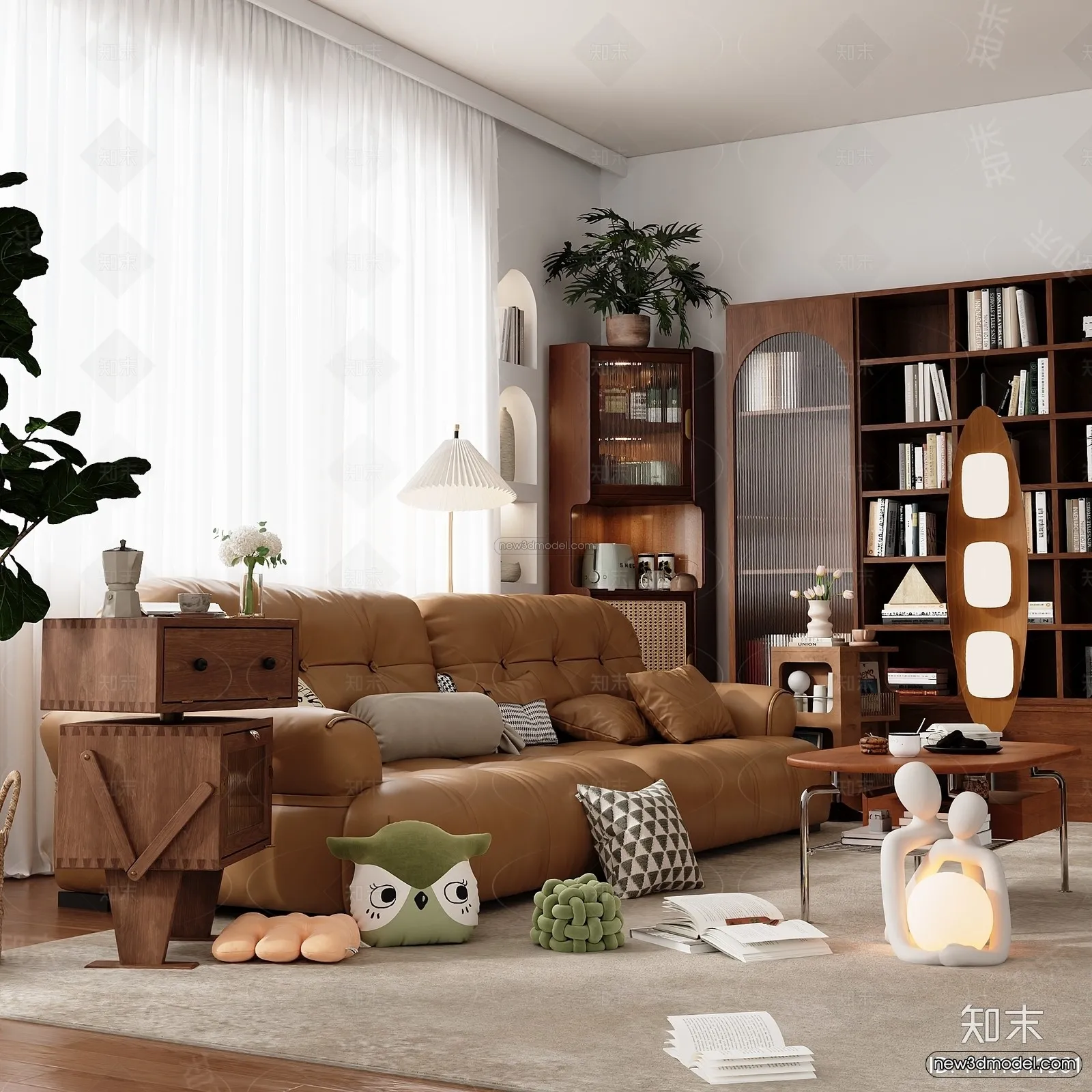 Modern Style Interior 3D Blocks and 3D Models - Living Room 3D Scene - 375