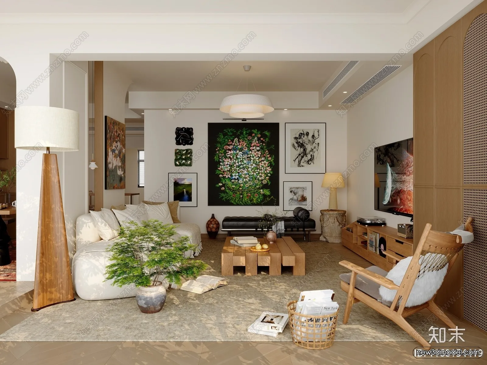 Modern Style Interior 3D Blocks and 3D Models - Living Room 3D Scene - 378