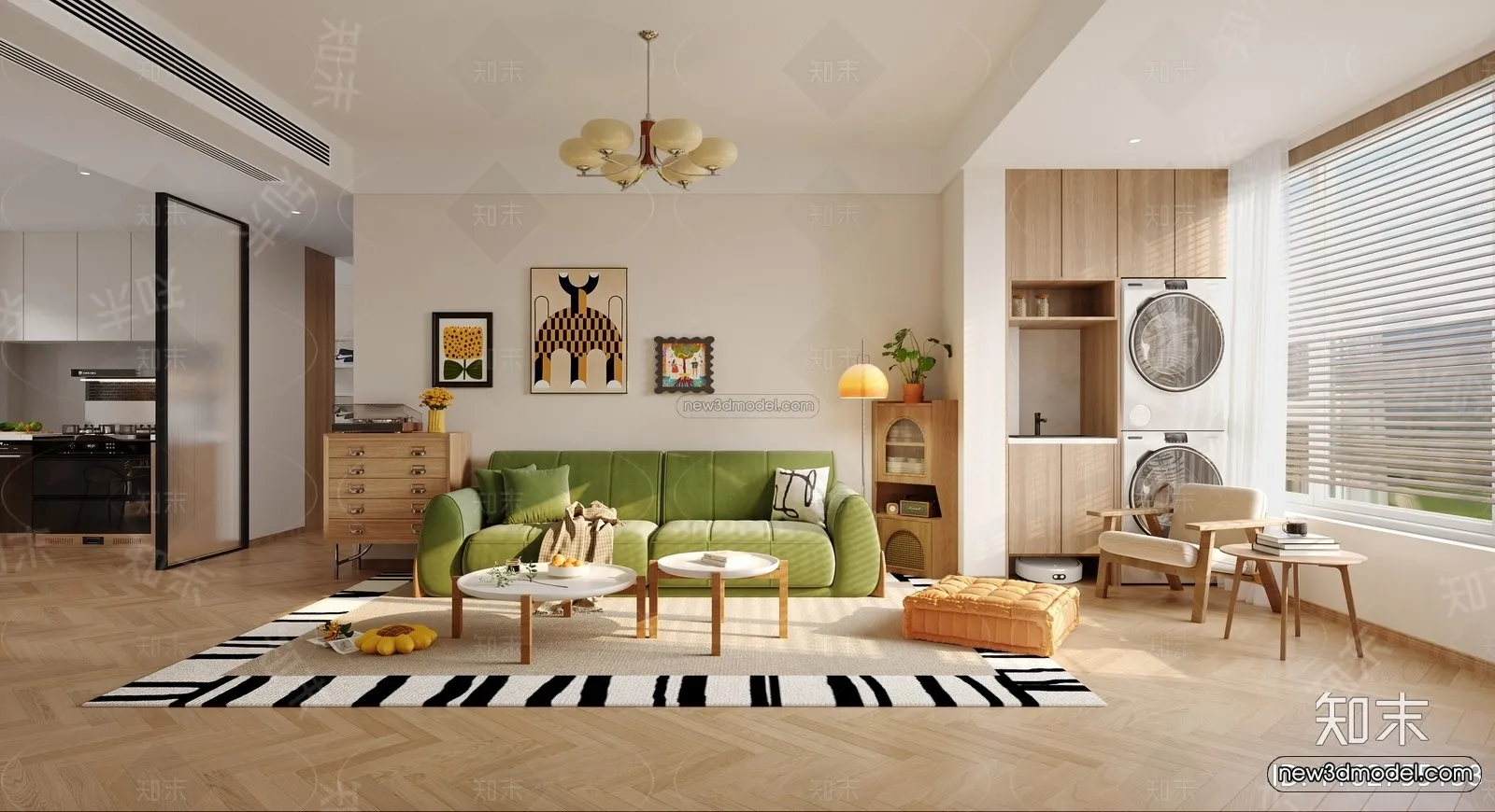 Modern Style Interior 3D Blocks and 3D Models - Living Room 3D Scene - 379