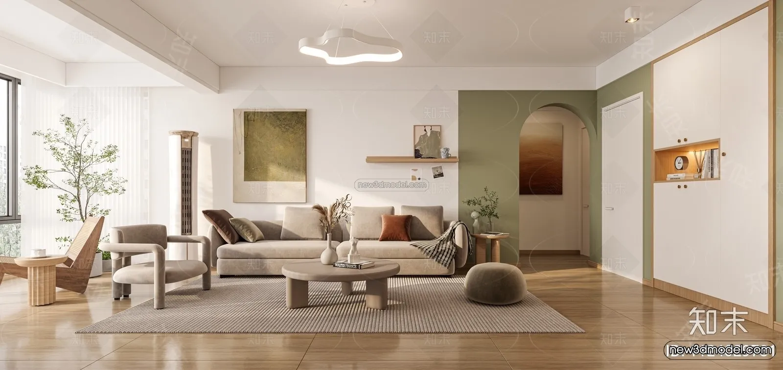 Modern Style Interior 3D Blocks and 3D Models - Living Room 3D Scene - 380