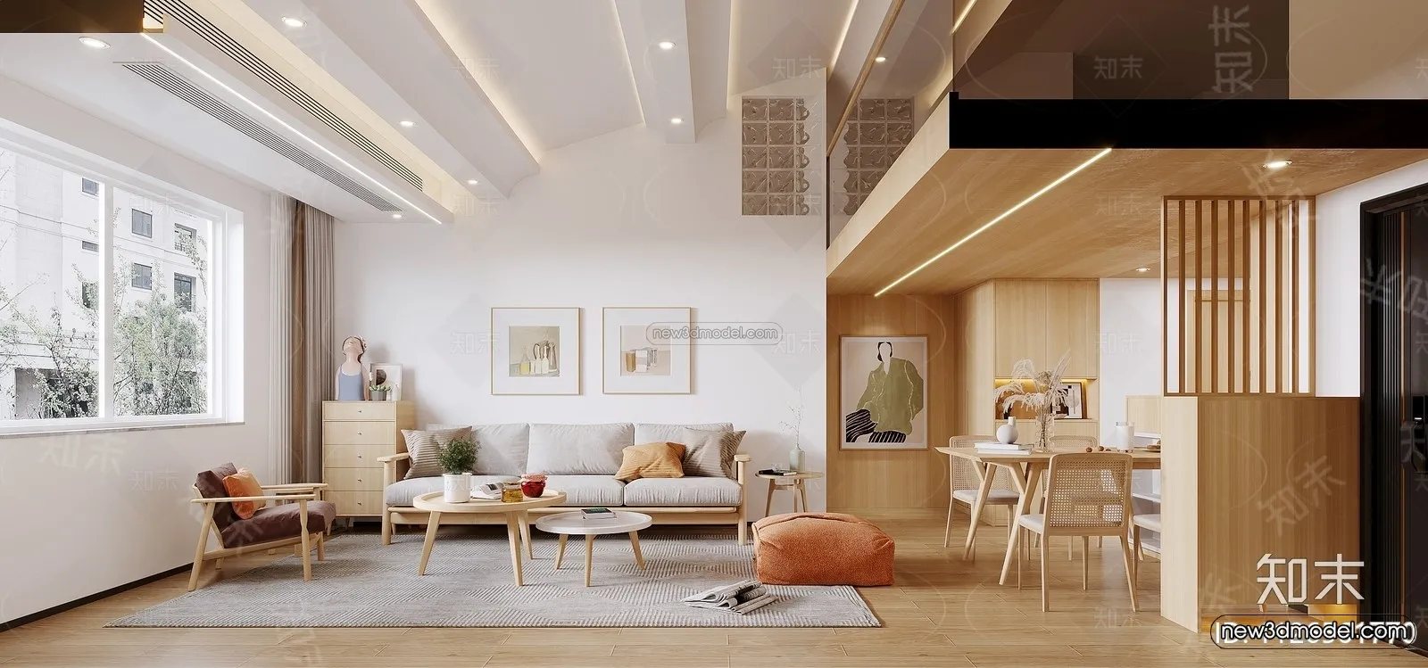 Modern Style Interior 3D Blocks and 3D Models - Living Room 3D Scene - 381