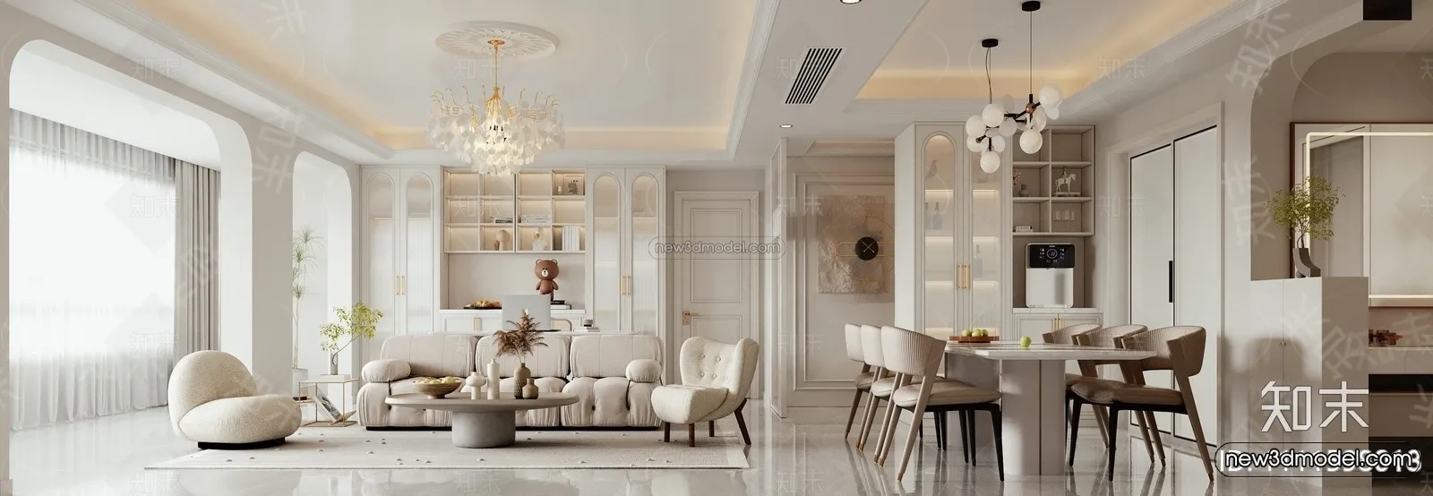 Modern Style Interior 3D Blocks and 3D Models - Living Room 3D Scene - 382