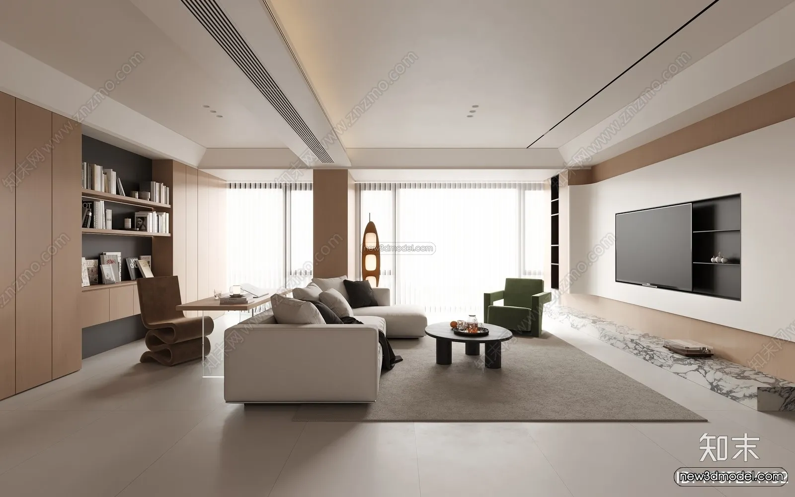Modern Style Interior 3D Blocks and 3D Models - Living Room 3D Scene - 385