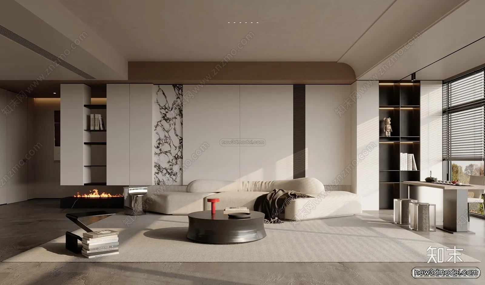 Modern Style Interior 3D Blocks and 3D Models - Living Room 3D Scene - 389