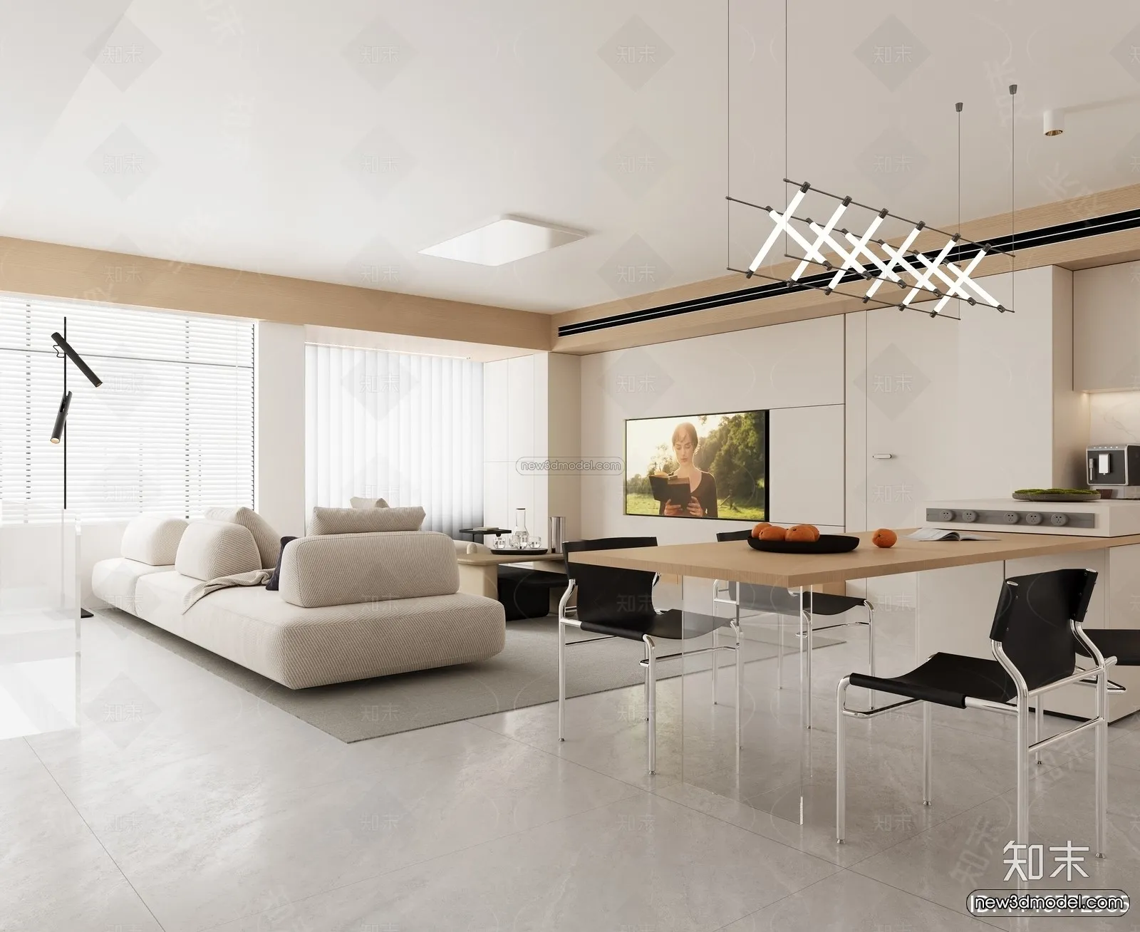 Modern Style Interior 3D Blocks and 3D Models - Living Room 3D Scene - 391