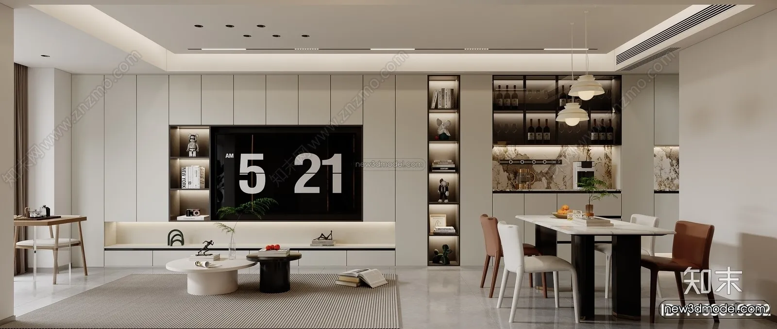 Modern Style Interior 3D Blocks and 3D Models - Living Room 3D Scene - 392