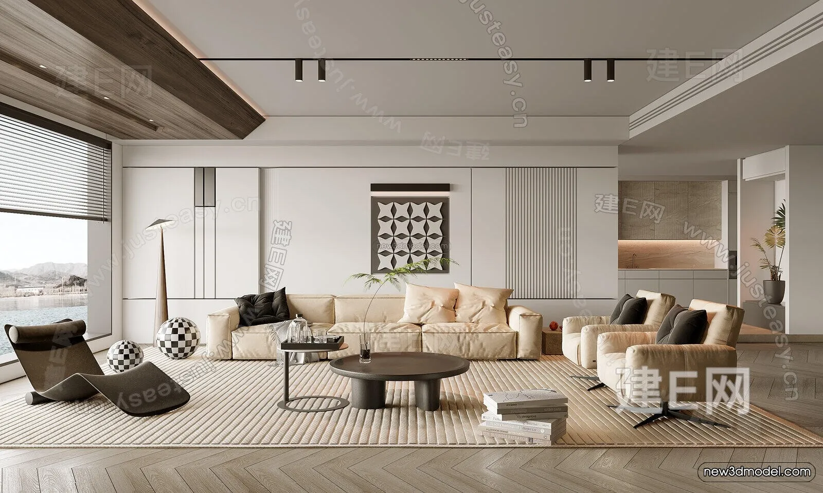 Modern Style Interior 3D Blocks and 3D Models - Living Room 3D Scene - 396