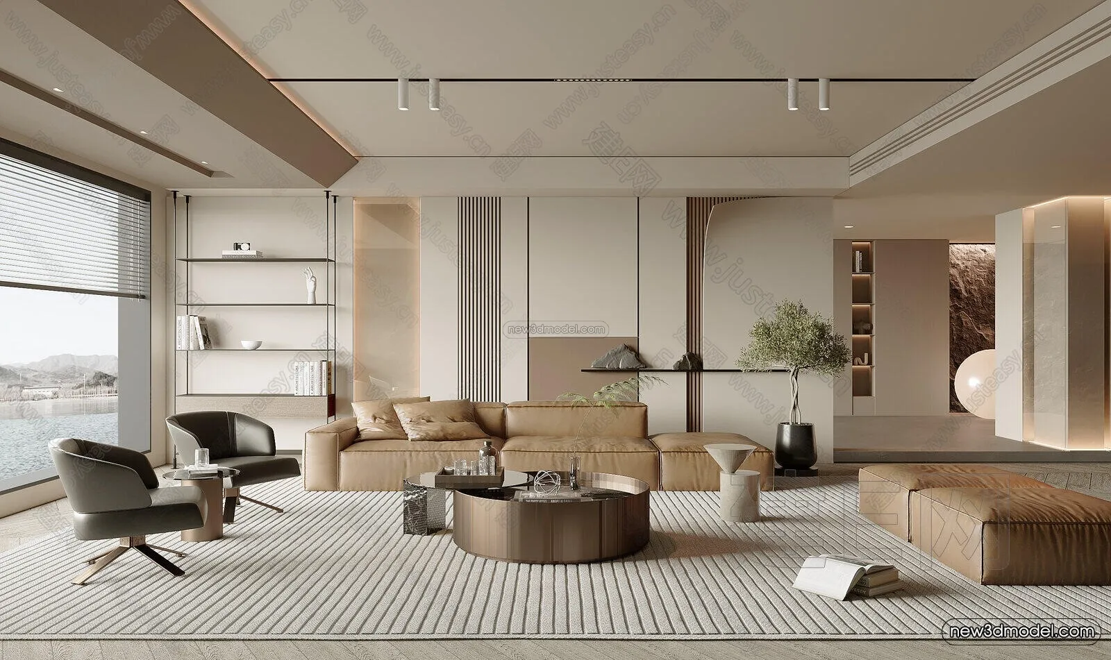 Modern Style Interior 3D Blocks and 3D Models - Living Room 3D Scene - 397