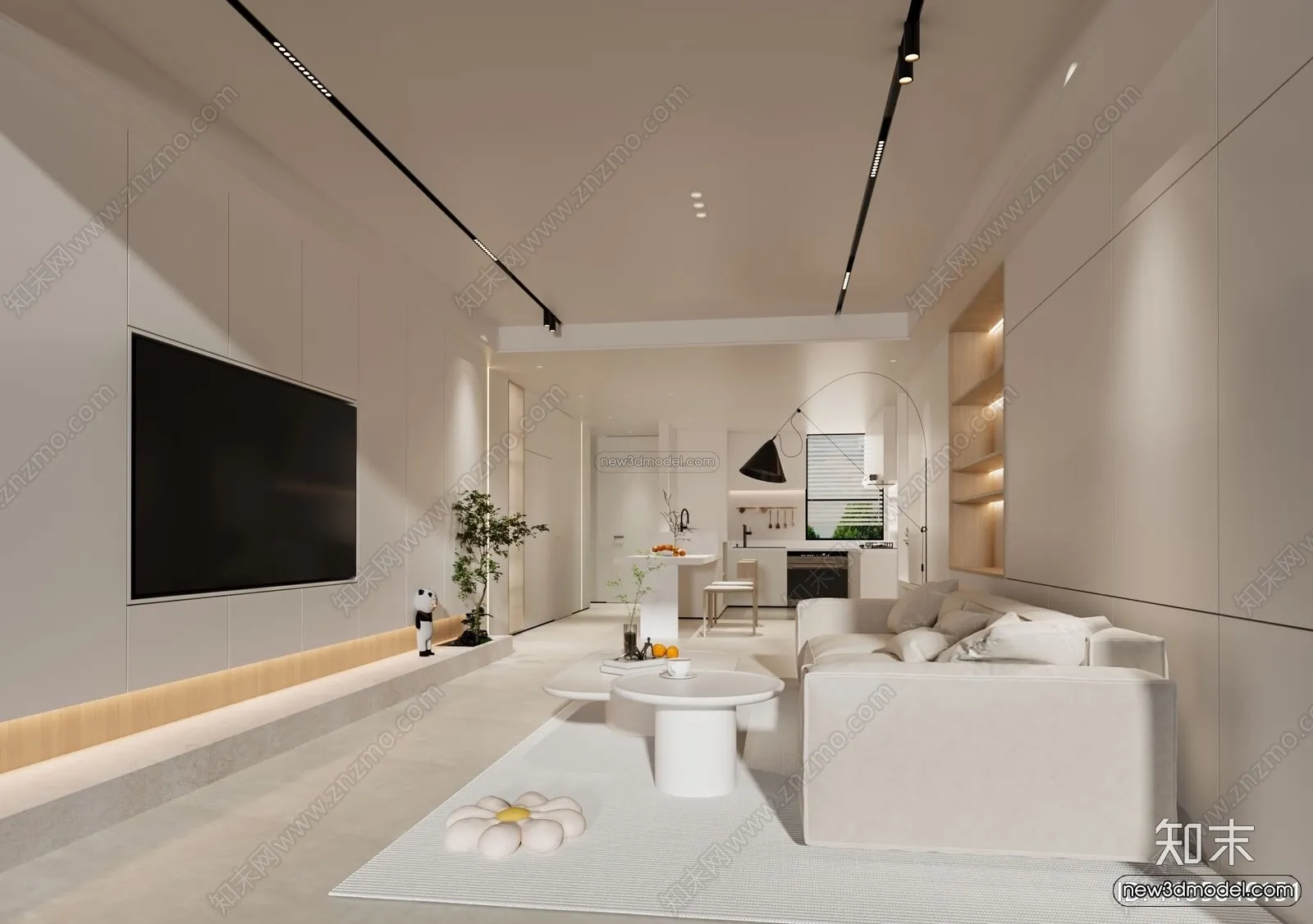 Modern Style Interior 3D Blocks and 3D Models - Living Room 3D Scene - 399