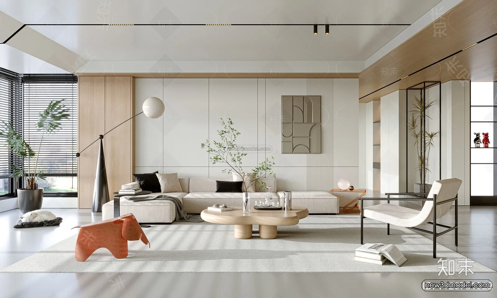 Modern Style Interior 3D Blocks and 3D Models - Living Room 3D Scene - 402