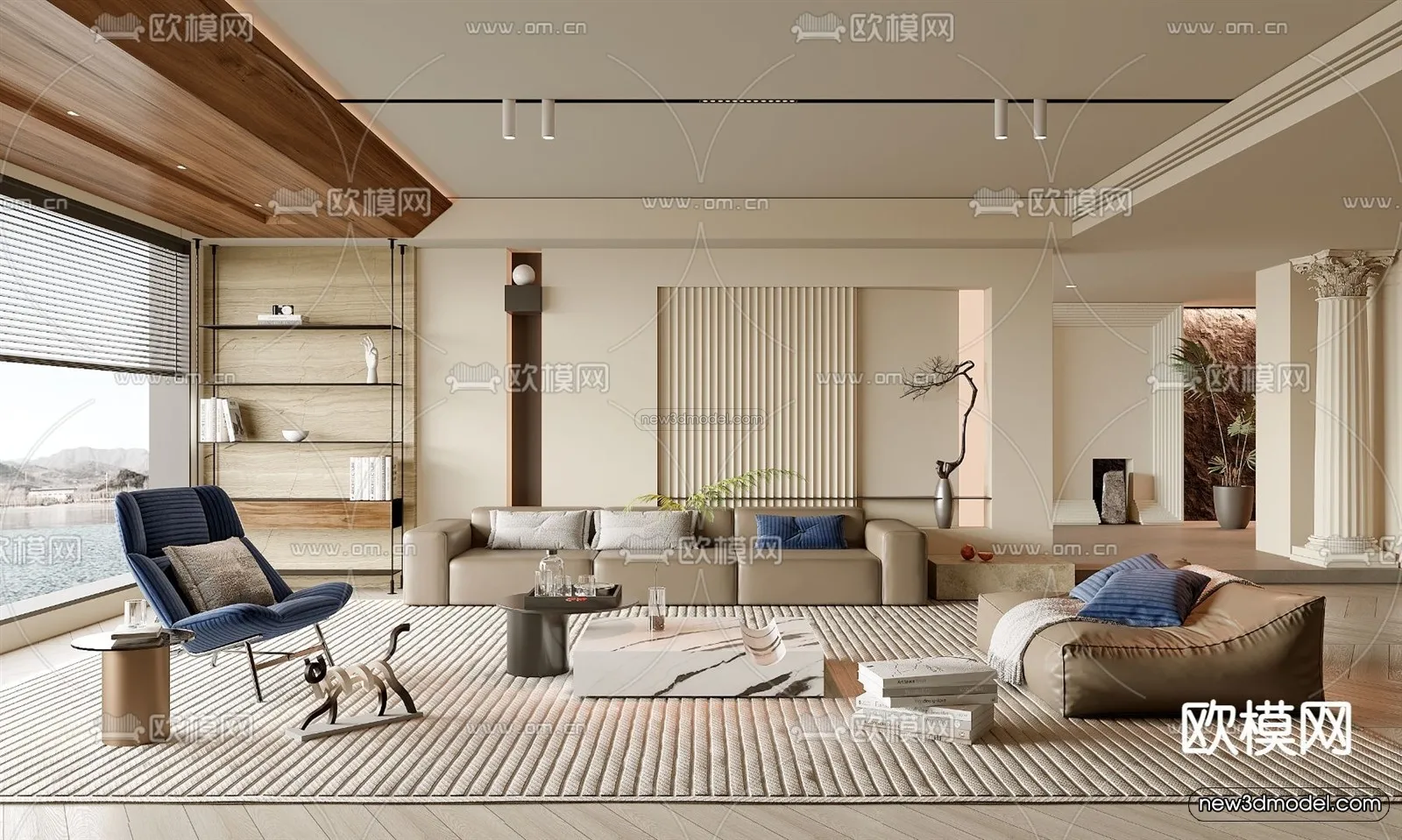 Modern Style Interior 3D Blocks and 3D Models - Living Room 3D Scene - 403