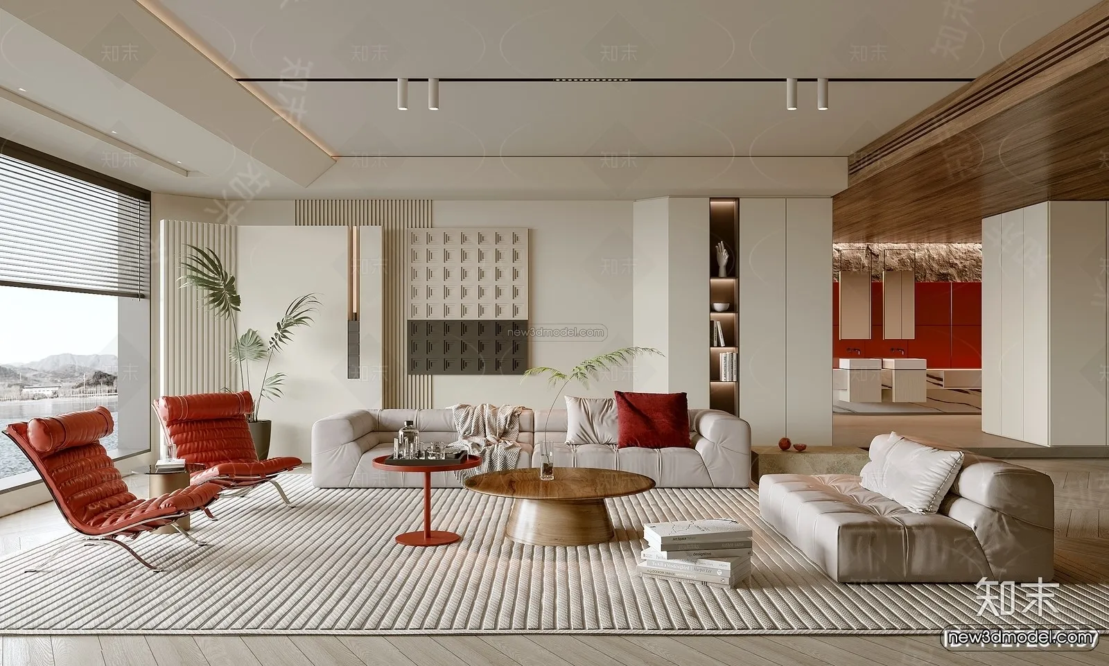 Modern Style Interior 3D Blocks and 3D Models - Living Room 3D Scene - 404