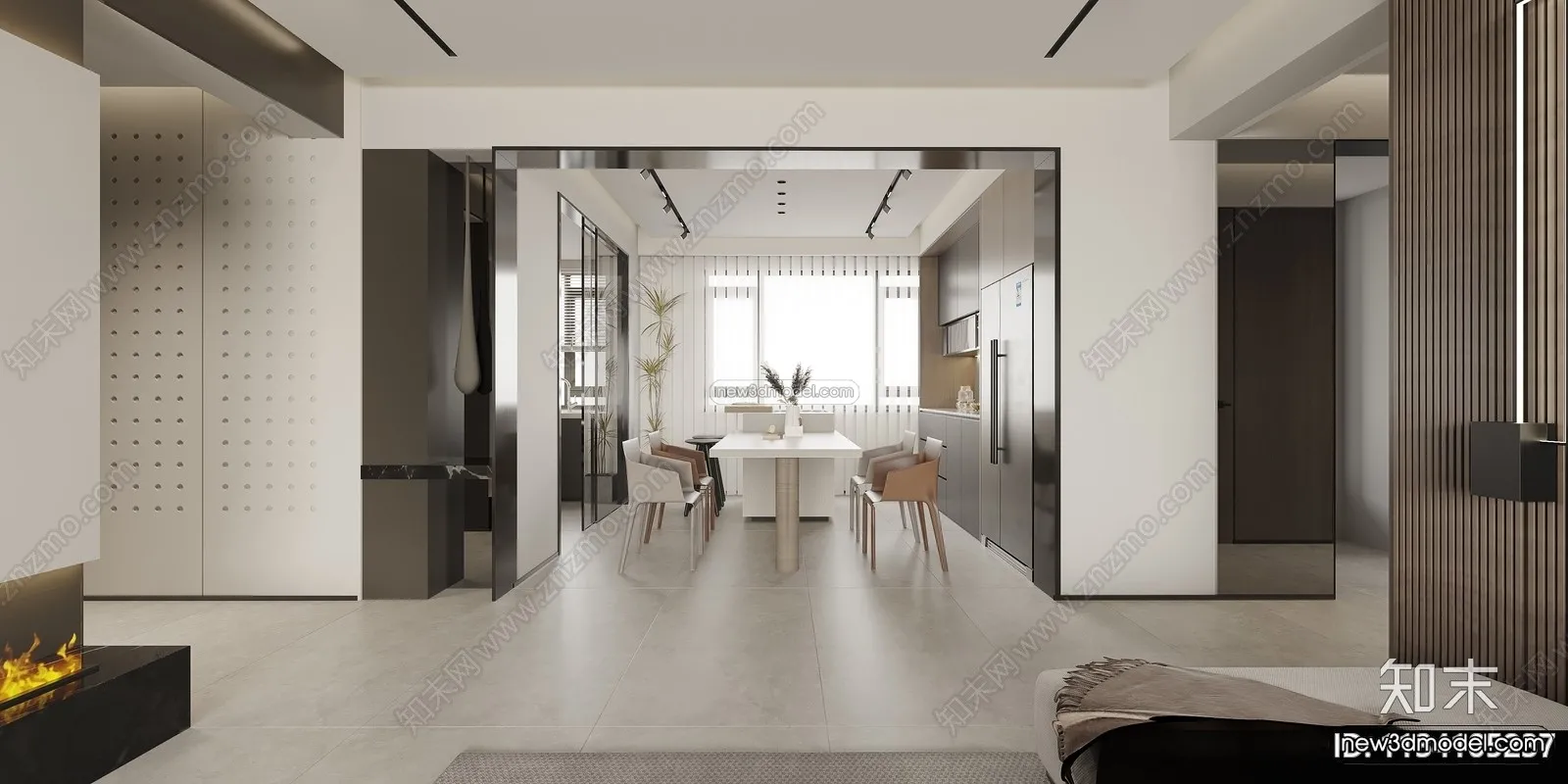 Modern Style Interior 3D Blocks and 3D Models - Living Room 3D Scene - 406