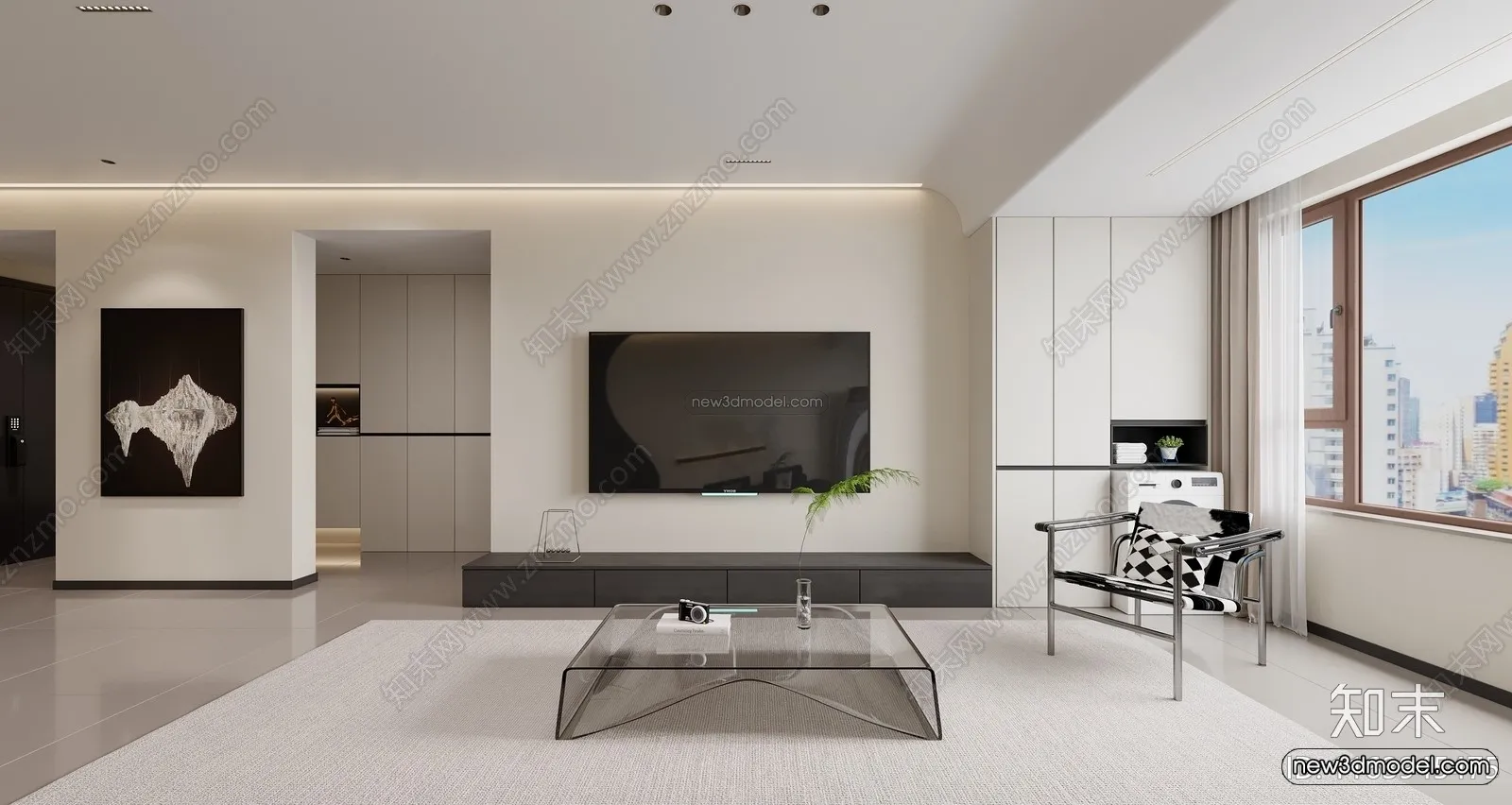 Modern Style Interior 3D Blocks and 3D Models - Living Room 3D Scene - 414