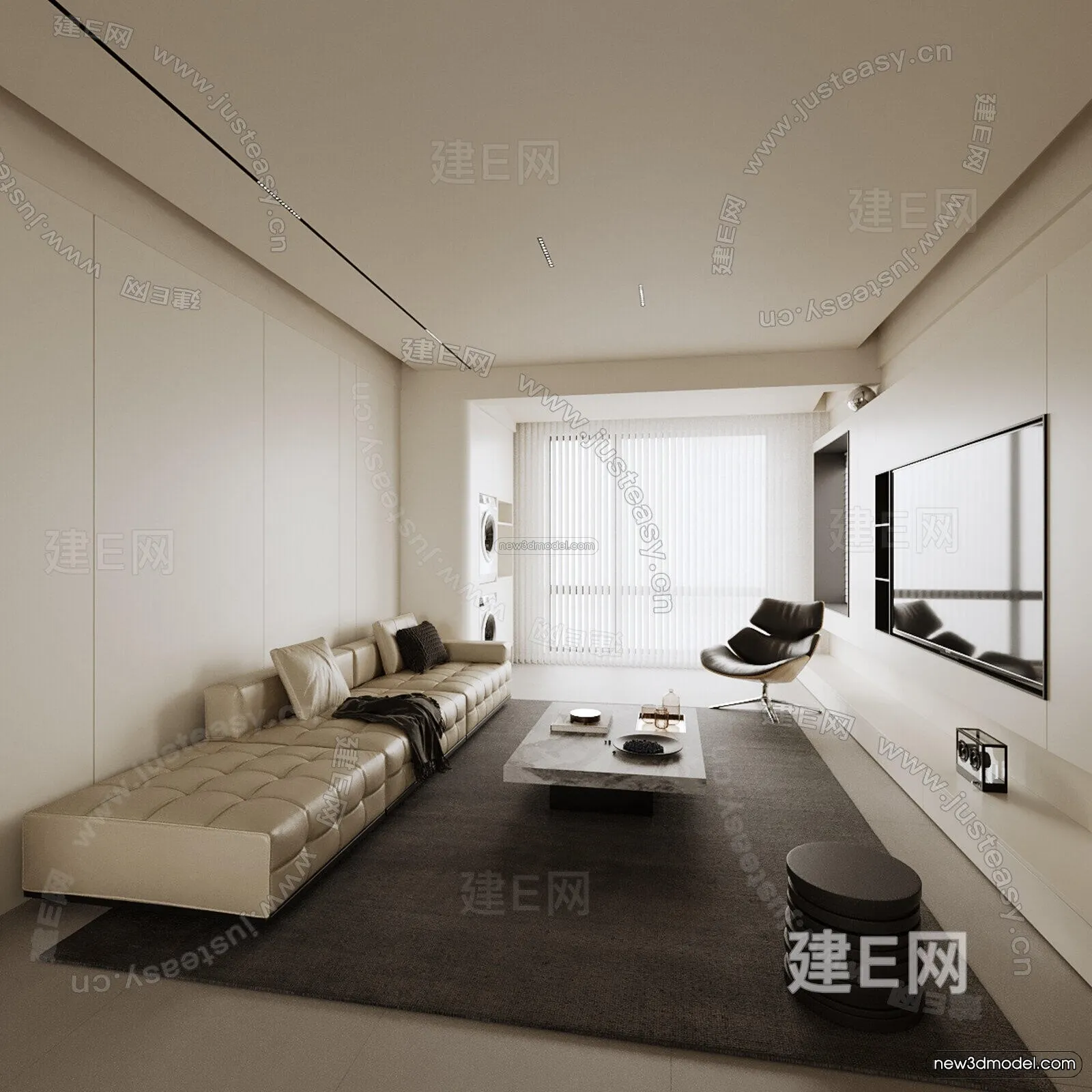 Modern Style Interior 3D Blocks and 3D Models - Living Room 3D Scene - 416