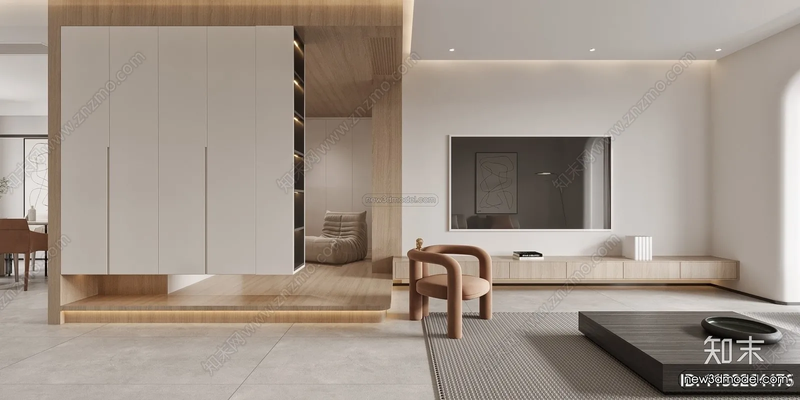 Modern Style Interior 3D Blocks and 3D Models - Living Room 3D Scene - 417