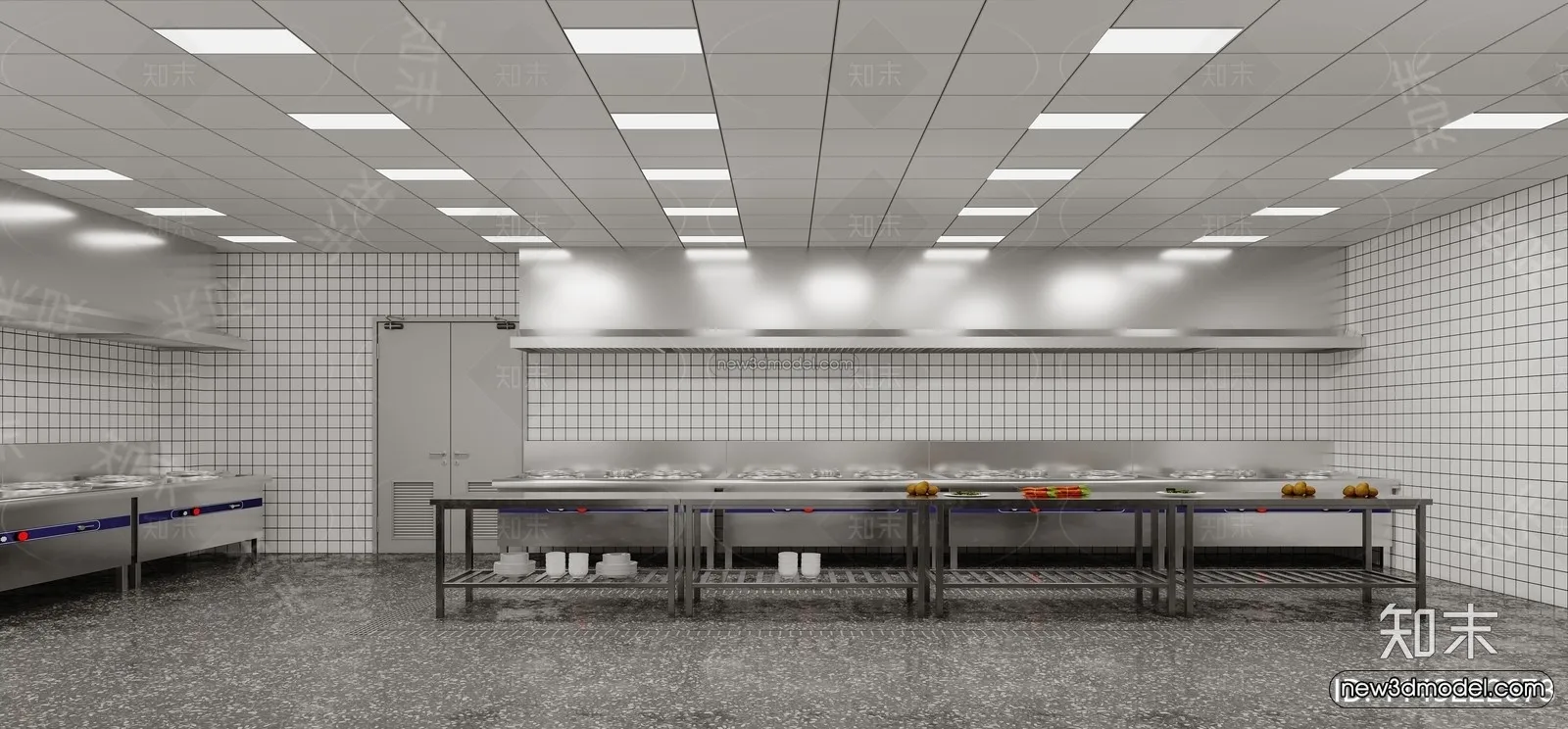 Modern Style Interior 3D Blocks and 3D Models - Restaurant Kitchen 3D Scene - 893