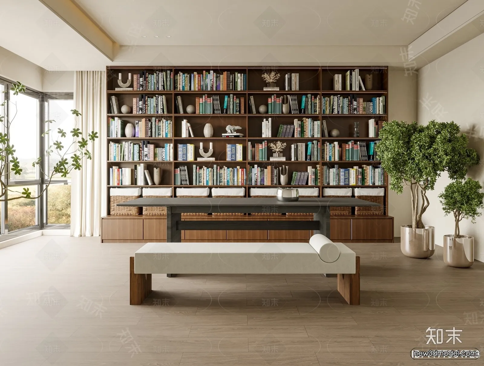 Modern Style Interior 3D Blocks and 3D Models - Study Room 3D Scene - 684