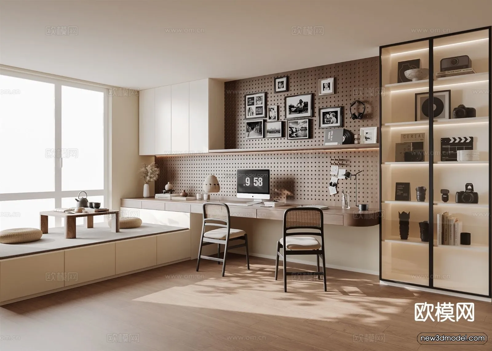 Modern Style Interior 3D Blocks and 3D Models - Study Room 3D Scene - 690