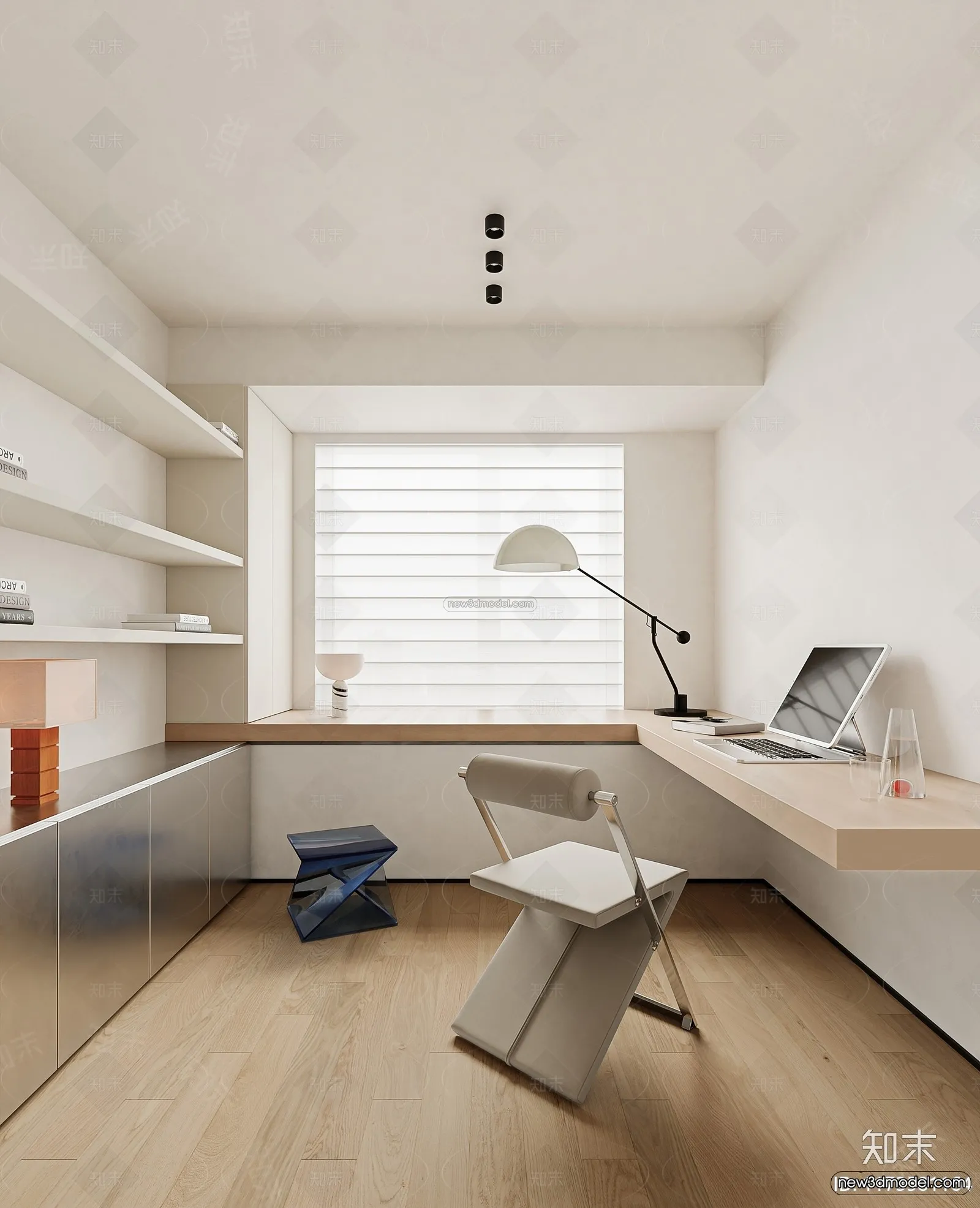 Modern Style Interior 3D Blocks and 3D Models - Study Room 3D Scene - 695