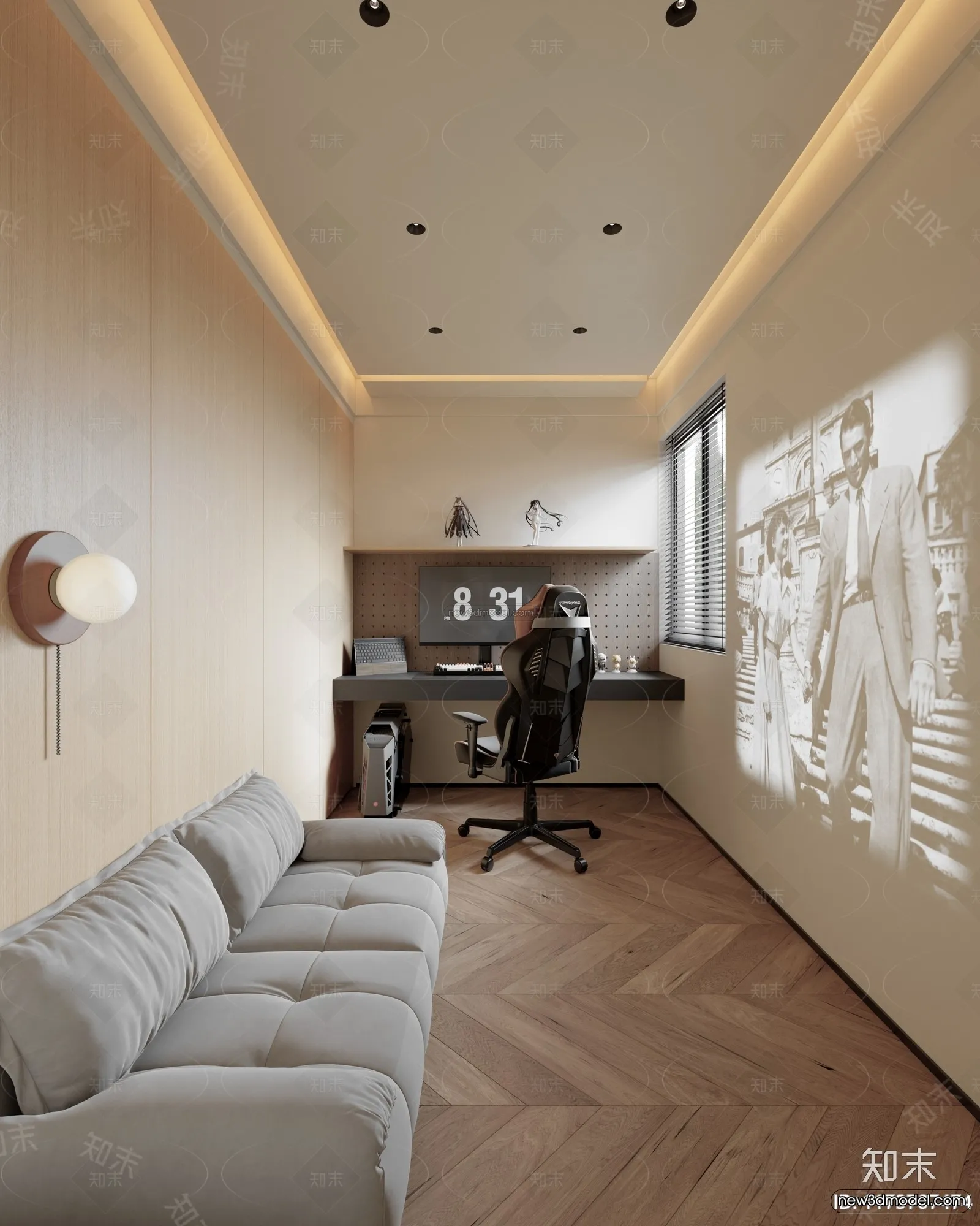 Modern Style Interior 3D Blocks and 3D Models - Study Room 3D Scene - 703