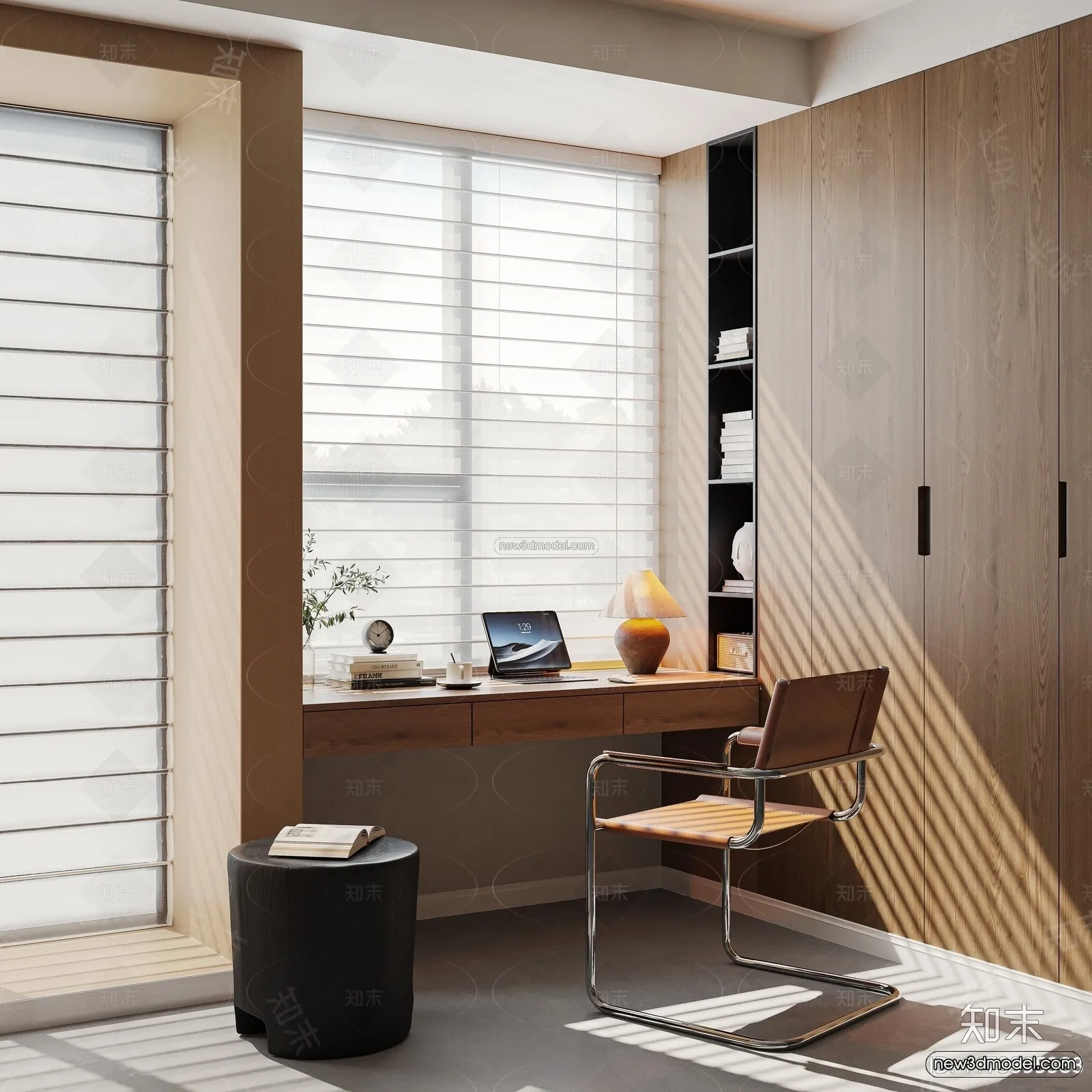 Modern Style Interior 3D Blocks and 3D Models - Study Room 3D Scene - 704