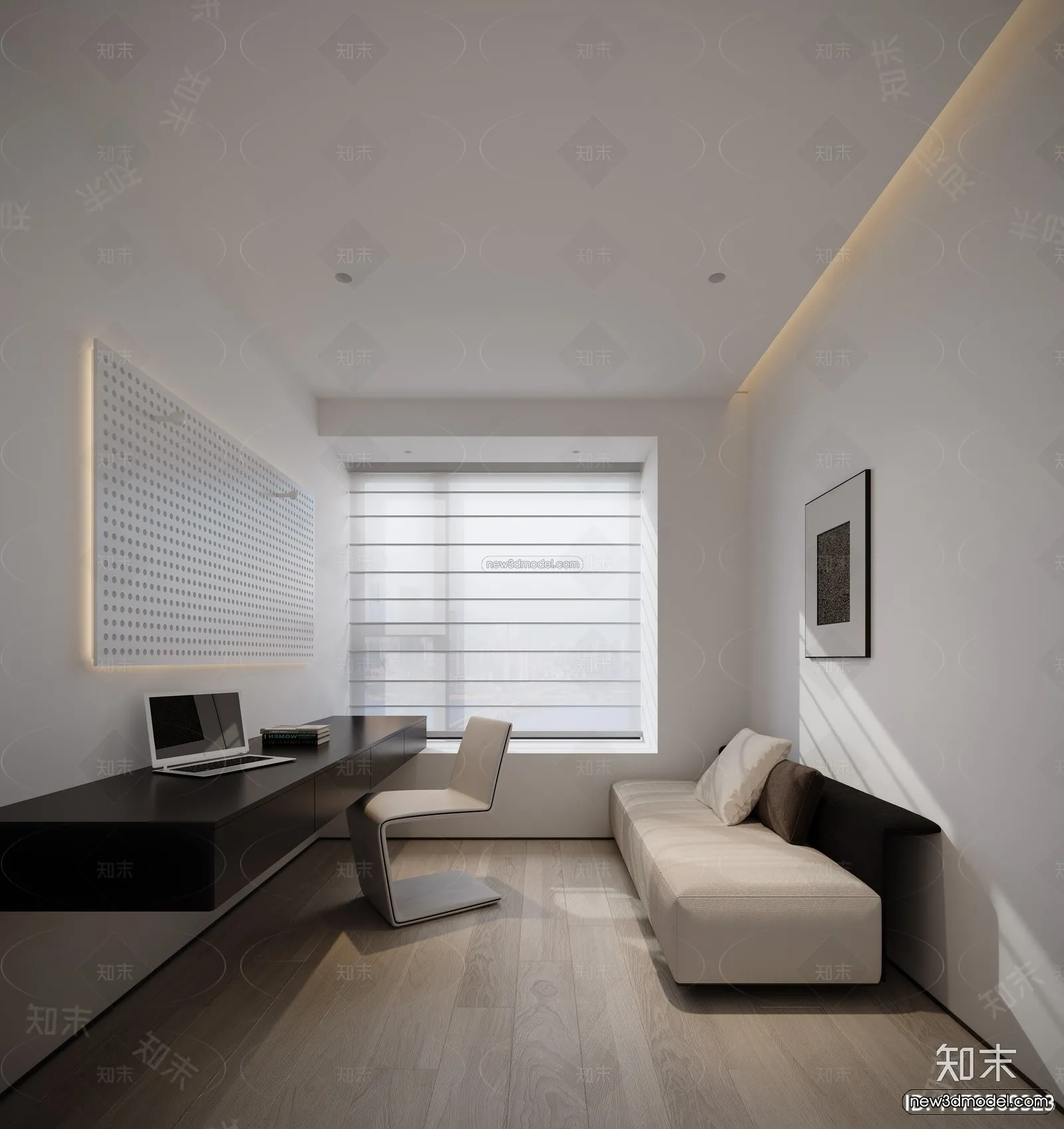 Modern Style Interior 3D Blocks and 3D Models - Study Room 3D Scene - 705