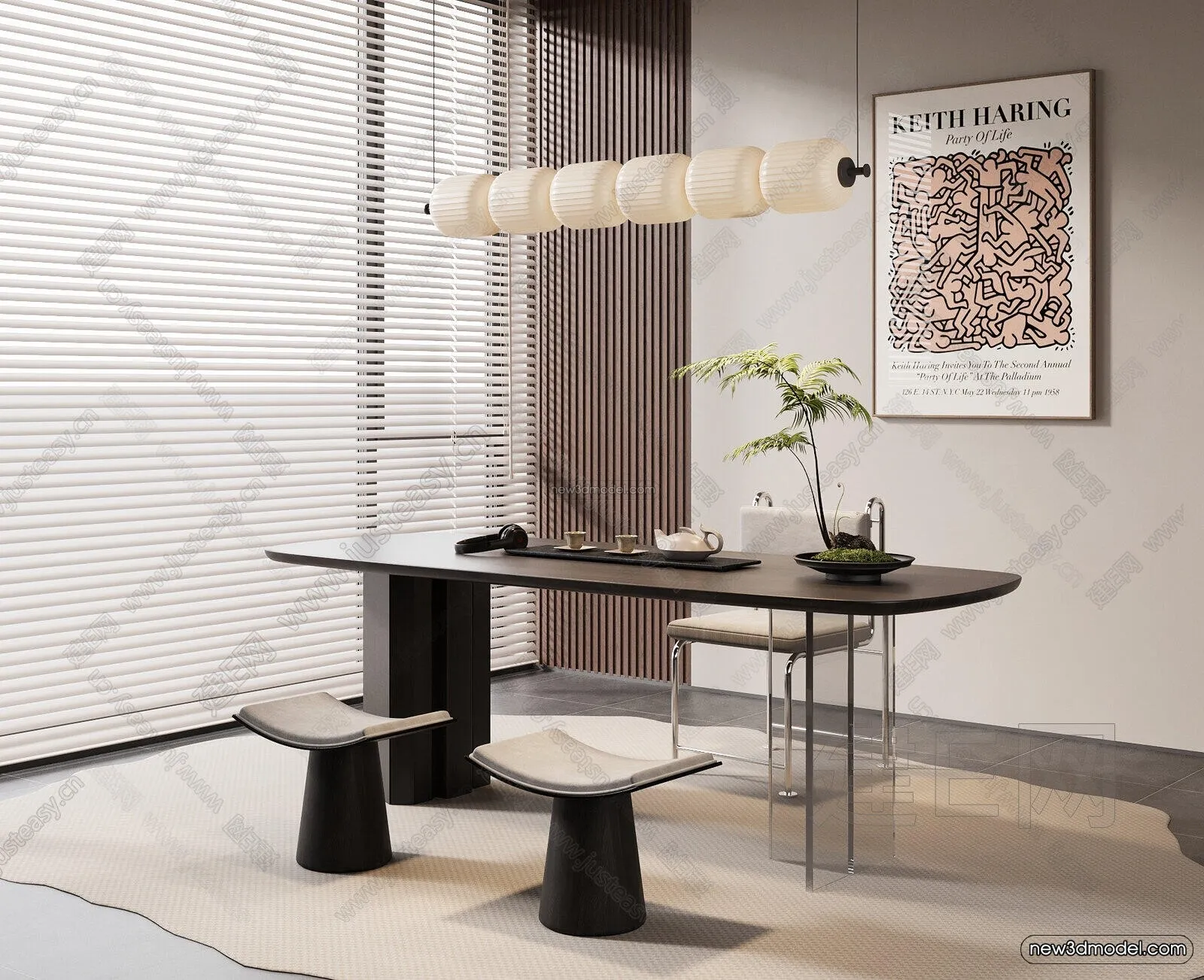 Modern Style Interior 3D Blocks and 3D Models - Study Room 3D Scene - 706