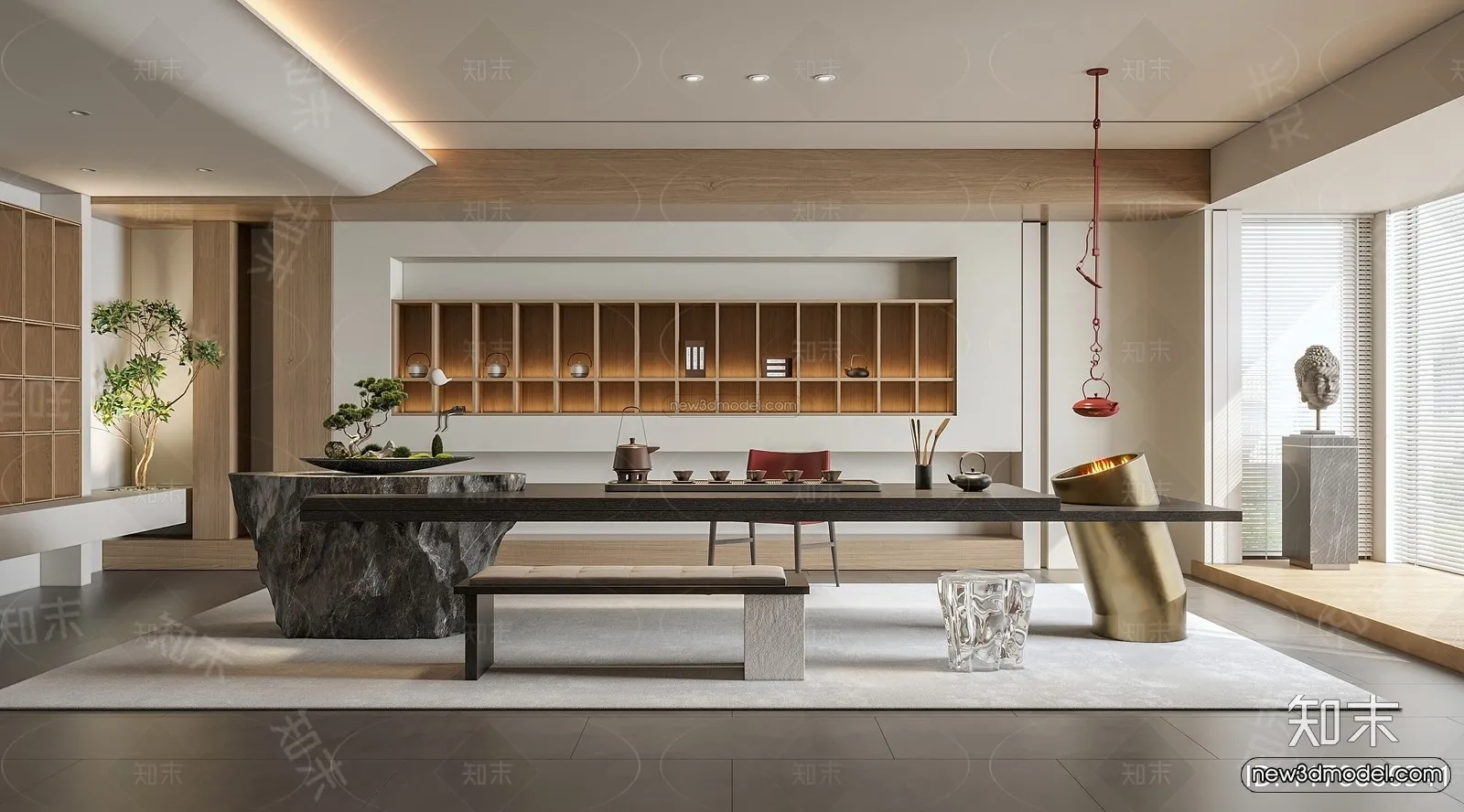 Modern Style Interior 3D Blocks and 3D Models - Tearoom 3D Scene - 710